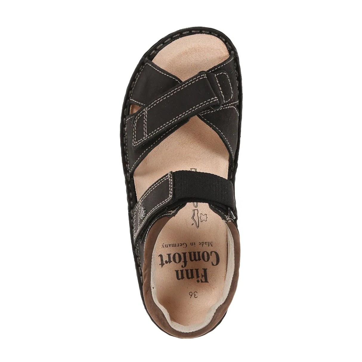 Finn Comfort Samara Backstrap Sandal (Unisex) - Schwarz/Havanna Sandal - Backstrap - The Heel Shoe Fitters