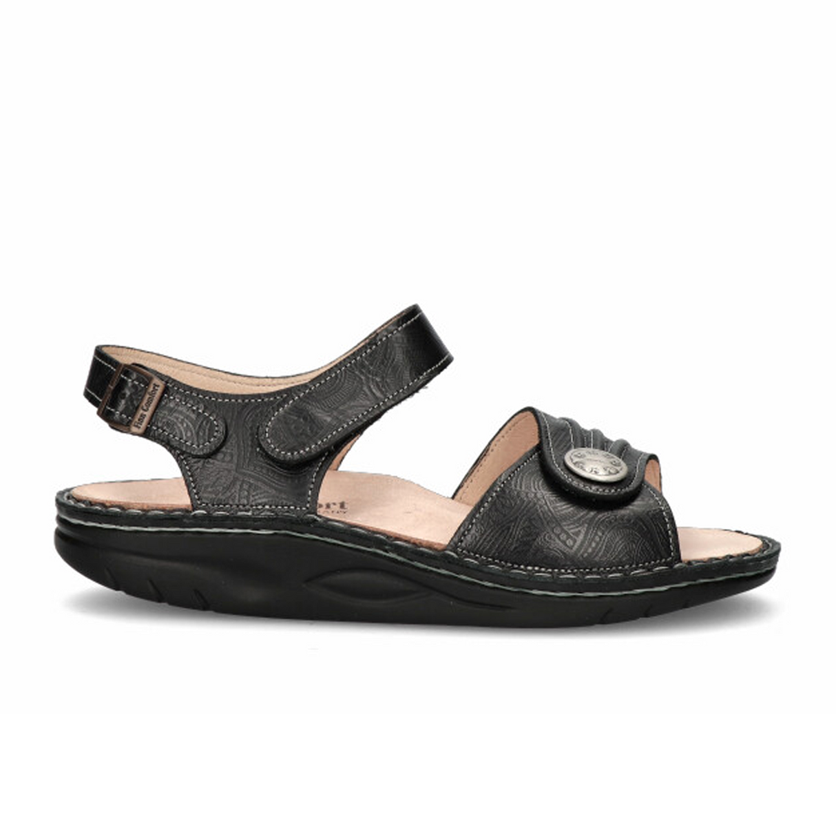 Finn Comfort Sausalito Backstrap Sandal (Women) - Schwarz Arabesque Sandal - Backstrap - The Heel Shoe Fitters