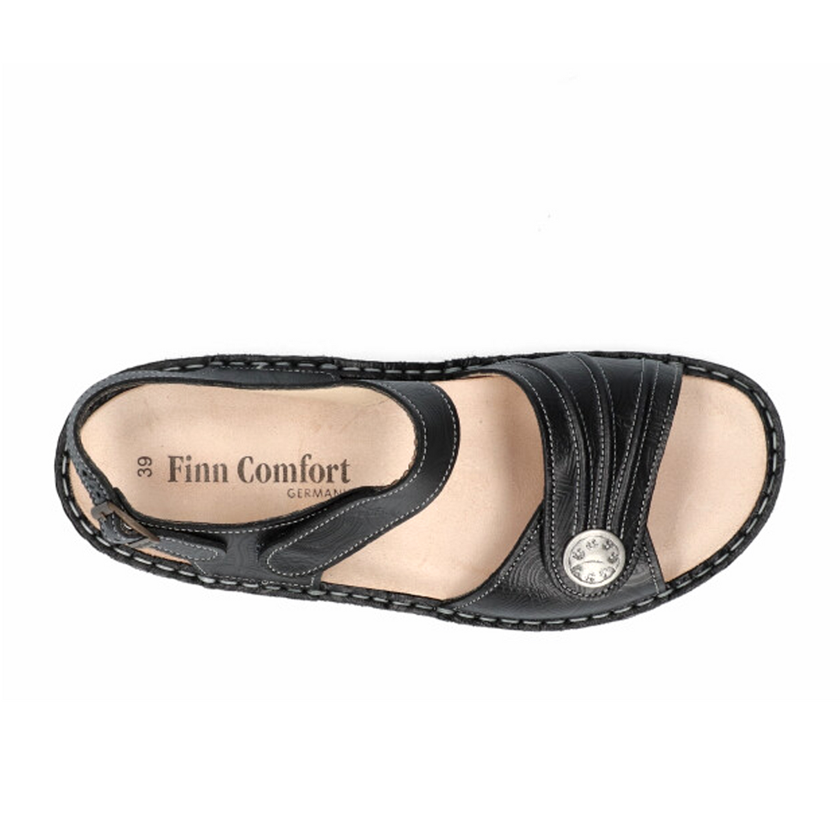 Finn Comfort Sausalito Backstrap Sandal (Women) - Schwarz Arabesque Sandal - Backstrap - The Heel Shoe Fitters