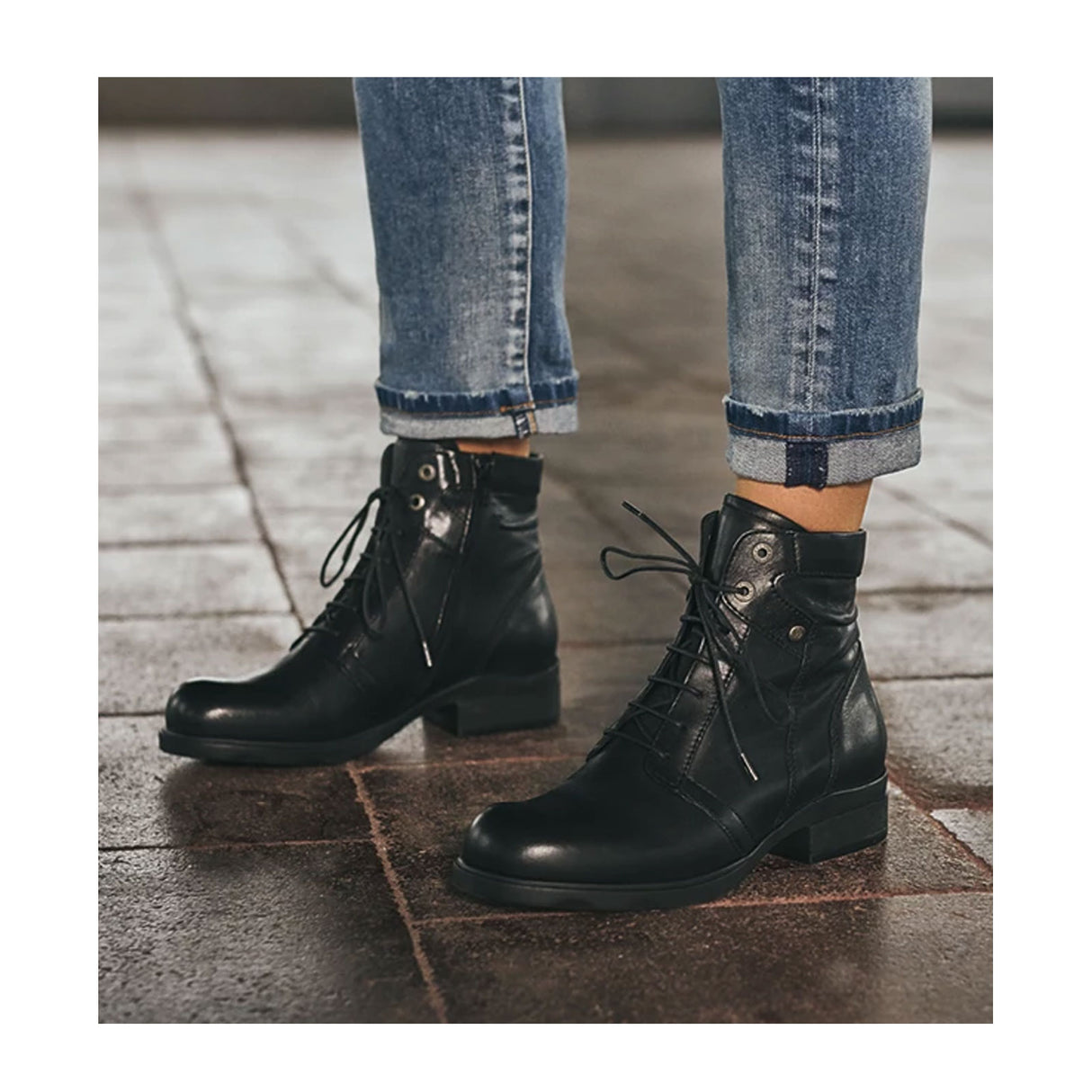 Wolky Center Ankle Boot (Women) - Black Velvet Leather Boots - Fashion - Low - The Heel Shoe Fitters