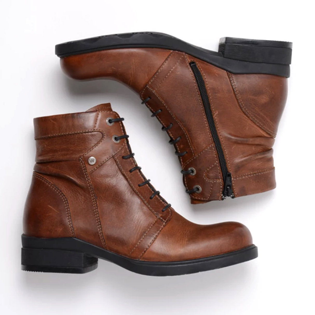 Wolky Center Ankle Boot (Women) - Cognac Velvet Leather Boots - Fashion - Low - The Heel Shoe Fitters
