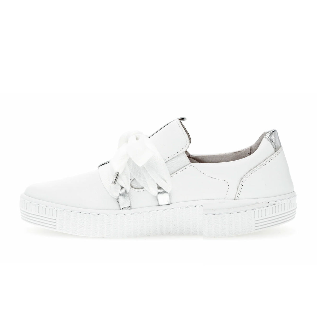 Gabor 333 Bow Sneaker (Women) - Ice/Silver Leather Athletic - Casual - Lace Up - The Heel Shoe Fitters