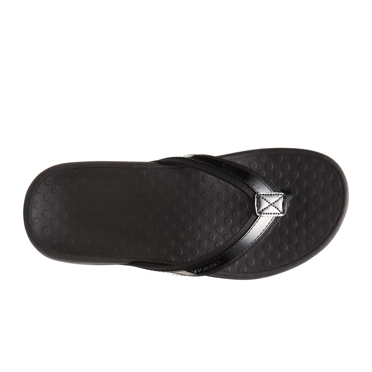 Vionic Tide Sandal (Women) - Black Patent Webbing Sandal - Thong - The Heel Shoe Fitters