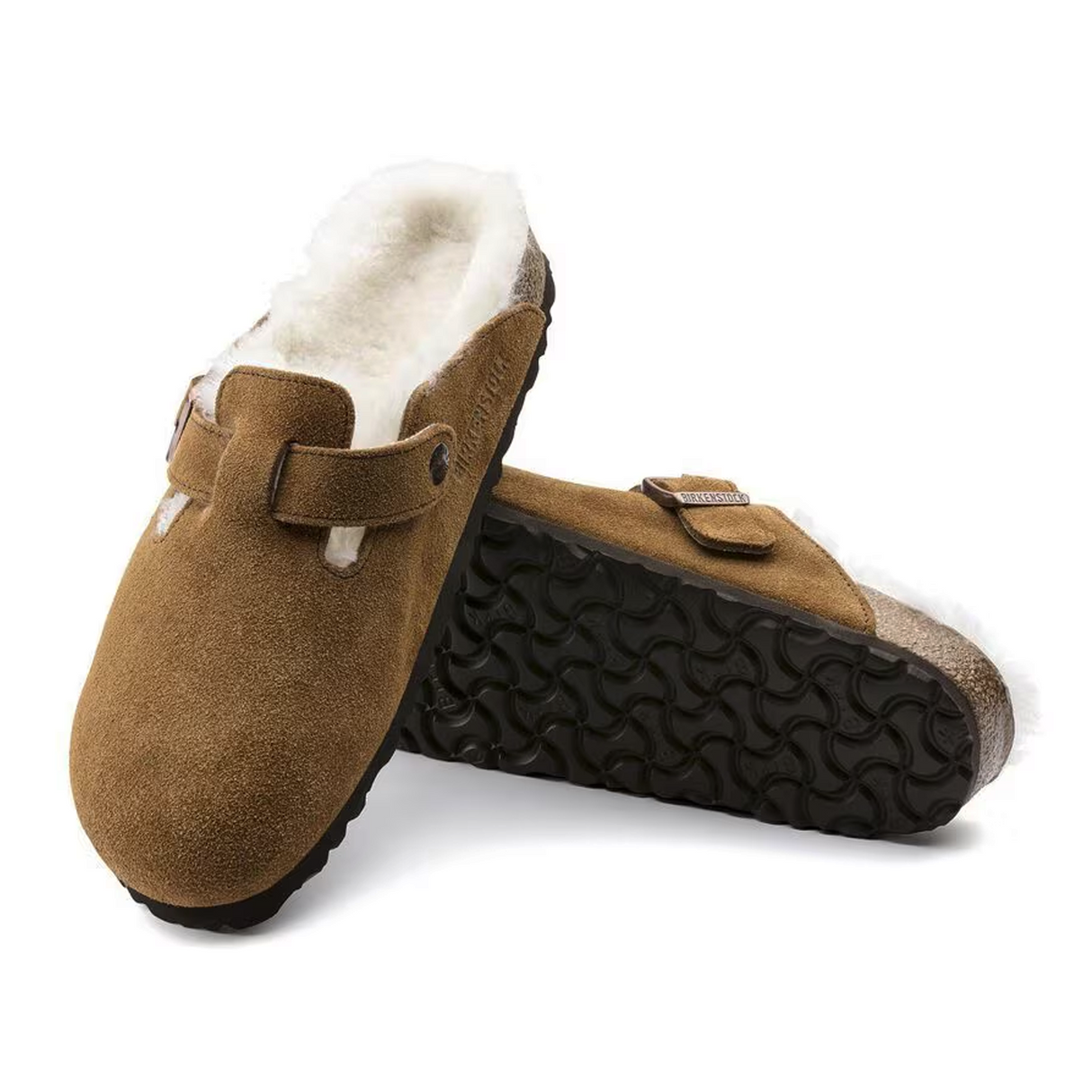Birkenstock Boston Clog (Women) - Mink Suede/Natural Shearling Dress-Casual - Clogs & Mules - The Heel Shoe Fitters