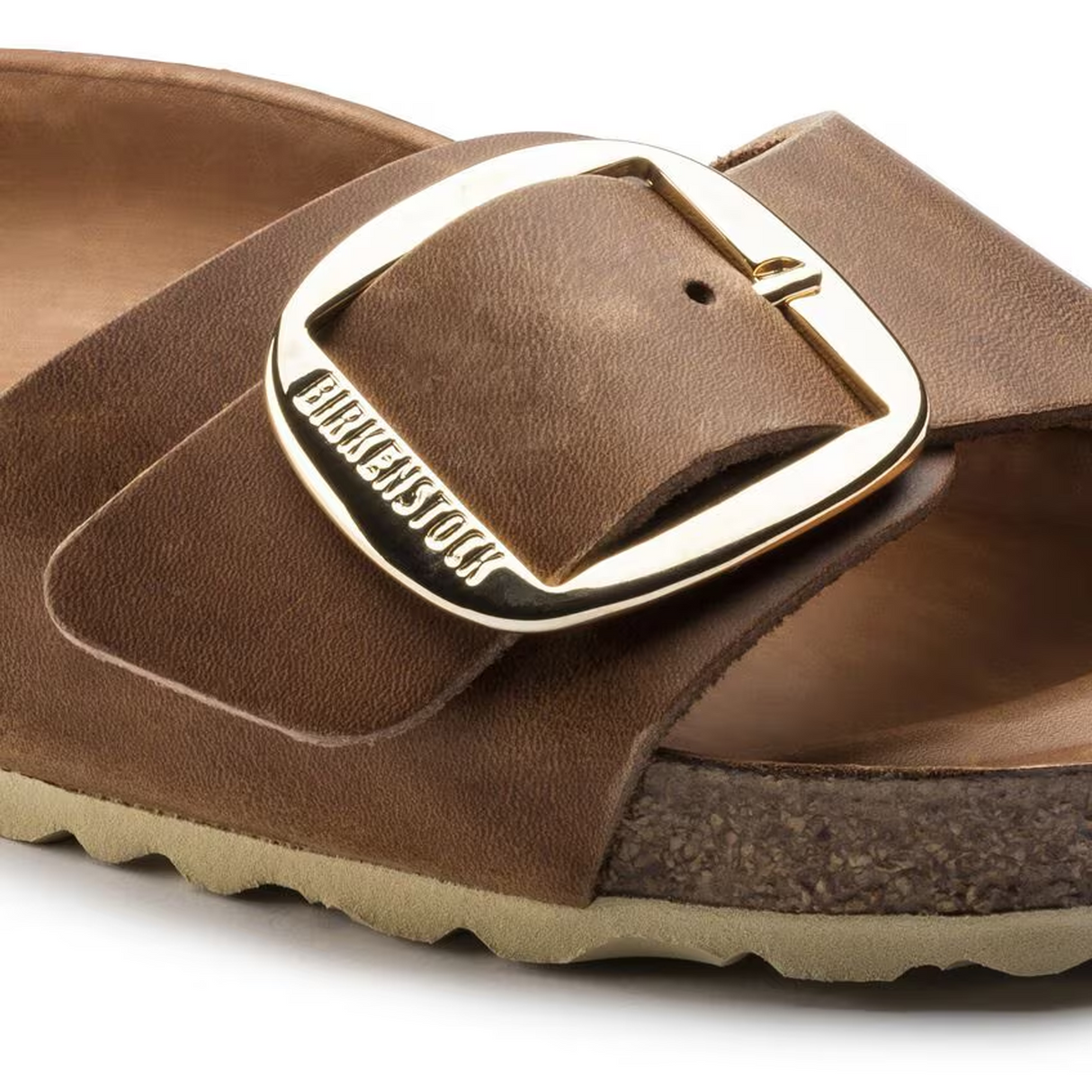 Birkenstock Madrid Big Buckle Narrow Slide Sandal (Women) - Cognac Leather Sandal - Slide - The Heel Shoe Fitters