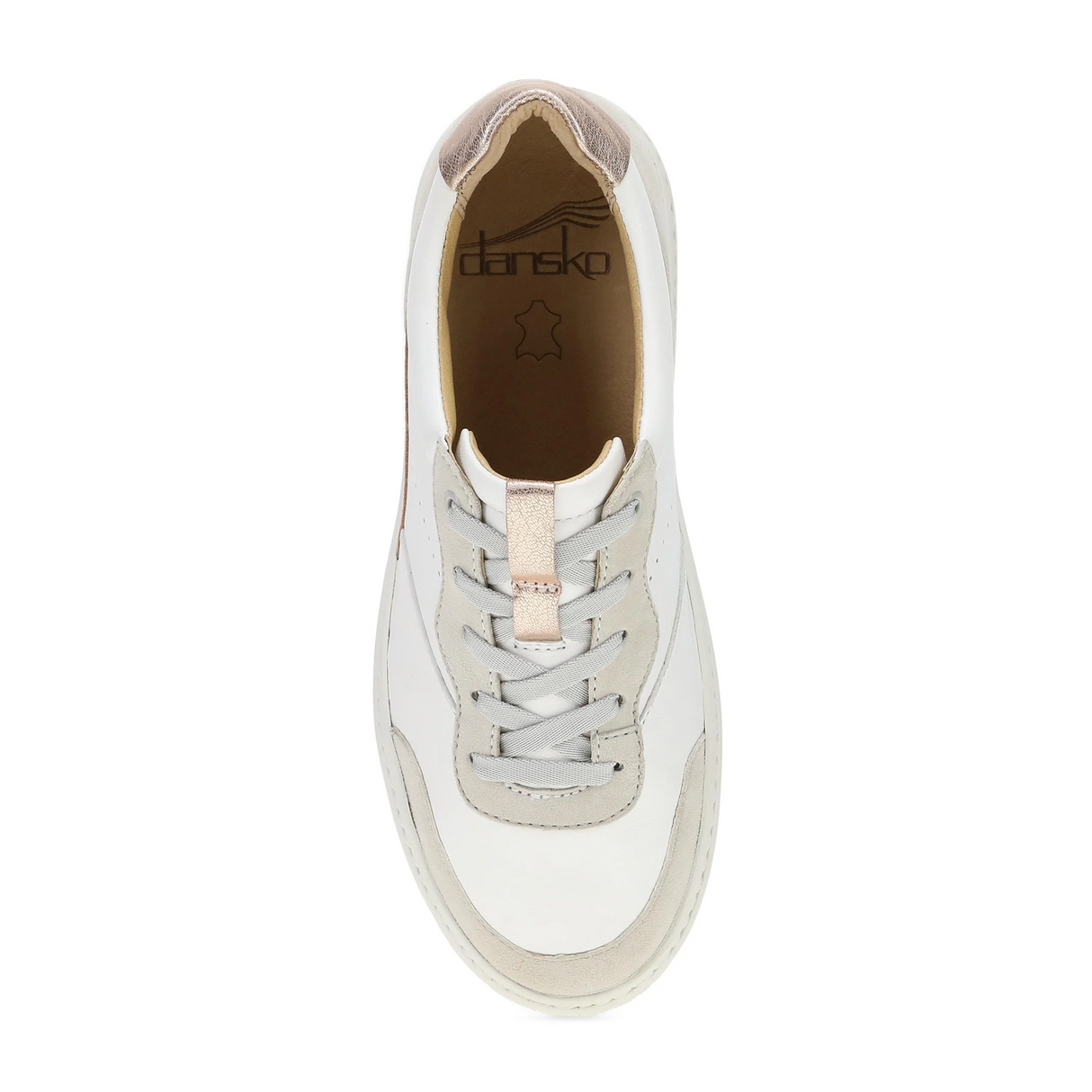Dansko Josey Sneaker (Women) - White Nappa/Rose Gold Athletic - Casual - Lace Up - The Heel Shoe Fitters