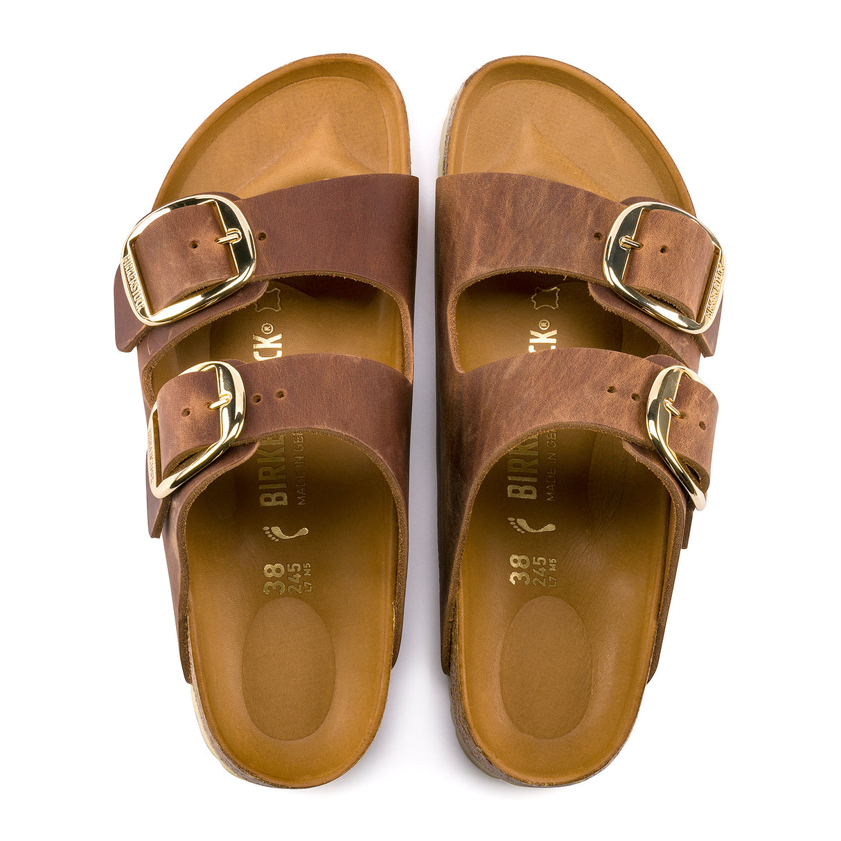 Birkenstock Arizona Big Buckle Narrow Slide Sandal (Women) - Cognac Oiled Leather Sandal - Slide - The Heel Shoe Fitters