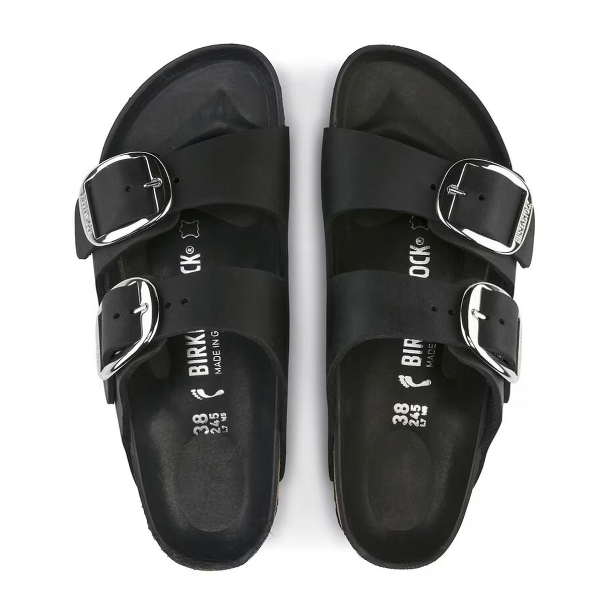Birkenstock Arizona Big Buckle Narrow Slide Sandal (Women) - Black Oiled Leather Sandal - Slide - The Heel Shoe Fitters