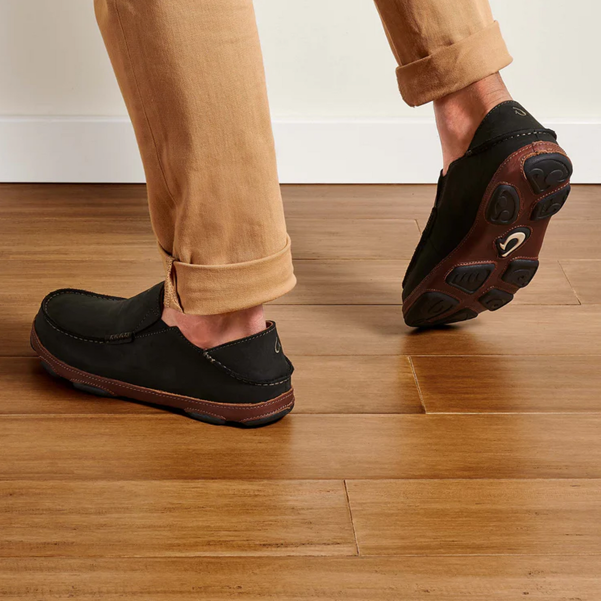 OluKai Moloa Slip On (Men) - Black/Toffee Dress-Casual - Slip On - The Heel Shoe Fitters