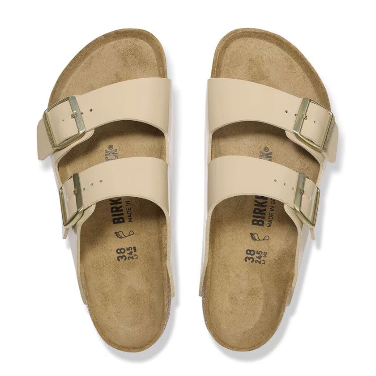 Birkenstock Arizona Narrow Slide Sandal (Women) - Patent Sand Birko-Flor Sandal - Slide - The Heel Shoe Fitters