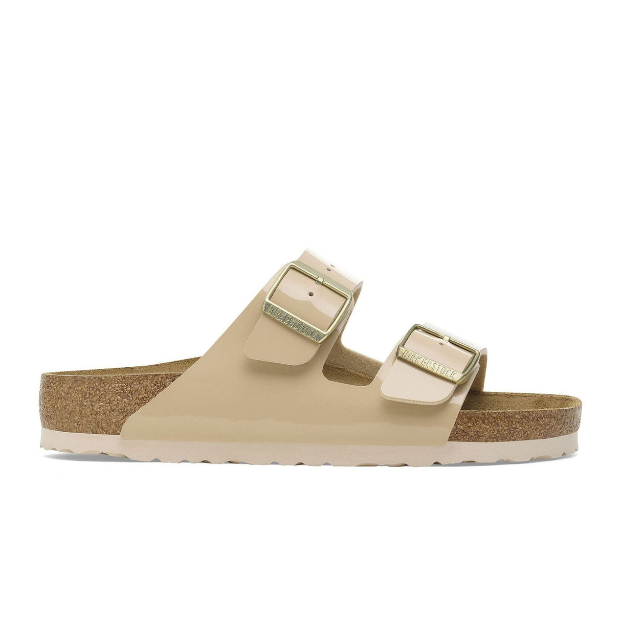 Birkenstock Arizona Narrow Slide Sandal (Women) - Patent Sand Birko-Flor Sandal - Slide - The Heel Shoe Fitters