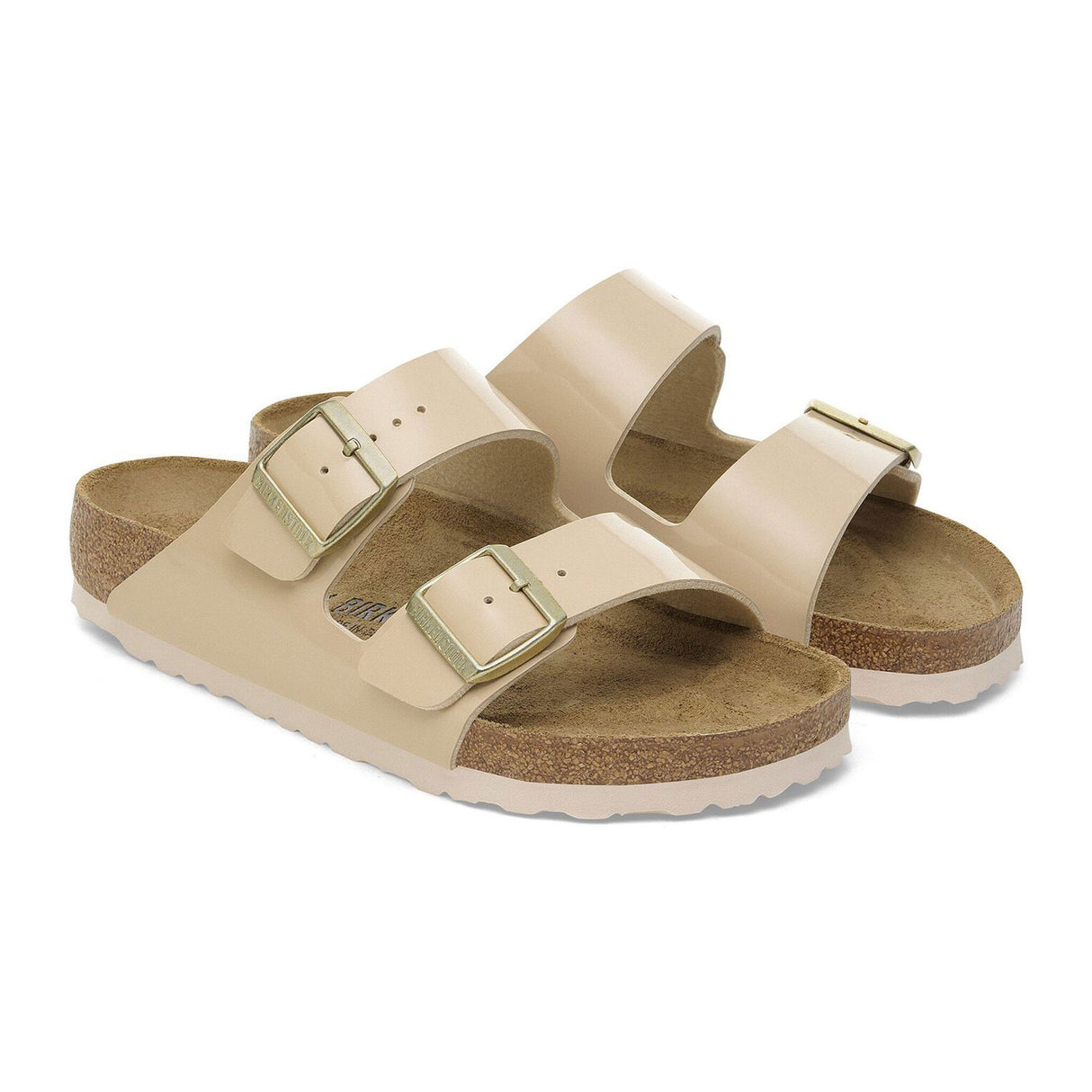 Birkenstock Arizona Narrow Slide Sandal (Women) - Patent Sand Birko-Flor Sandal - Slide - The Heel Shoe Fitters