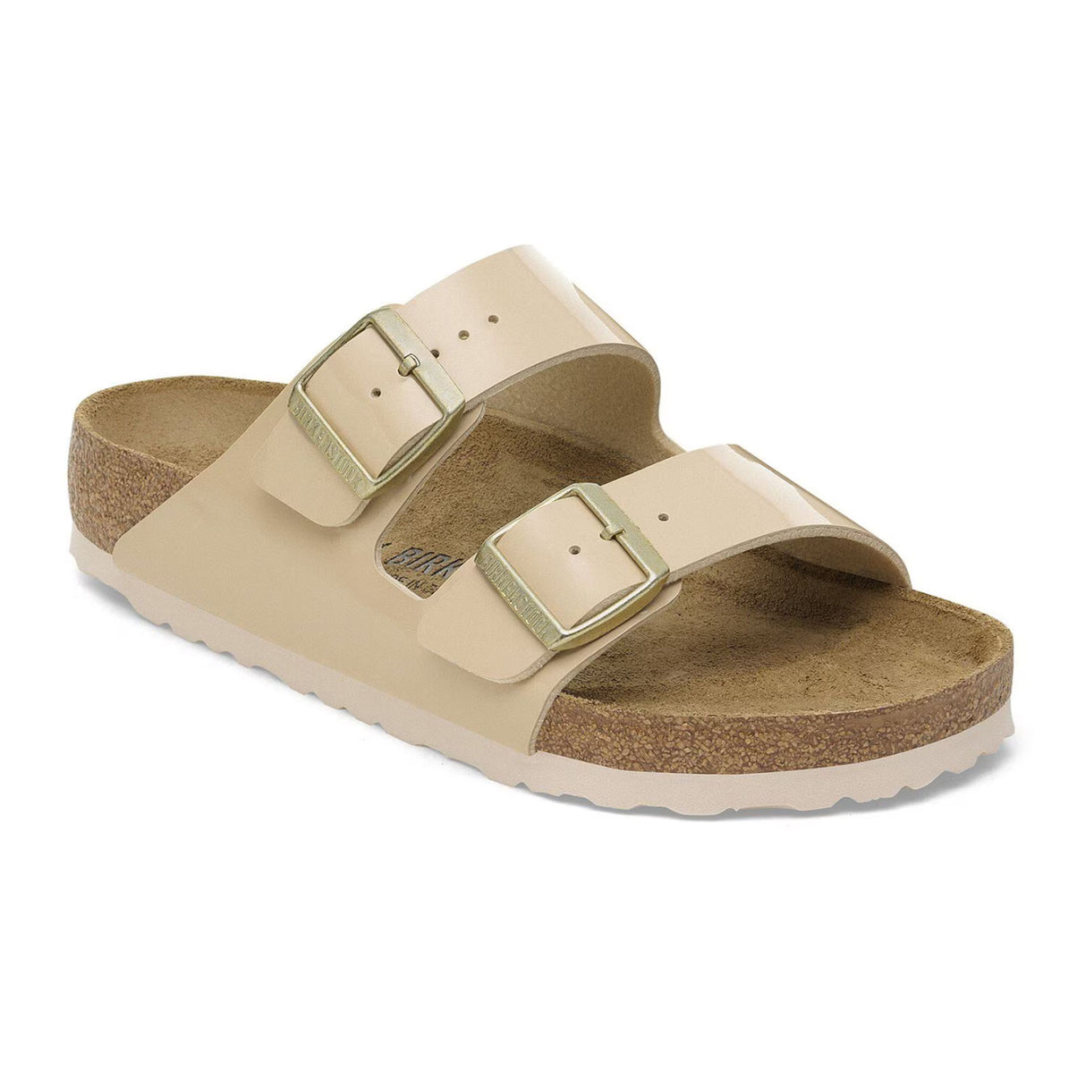 Birkenstock Arizona Narrow Slide Sandal (Women) - Patent Sand Birko-Flor Sandal - Slide - The Heel Shoe Fitters