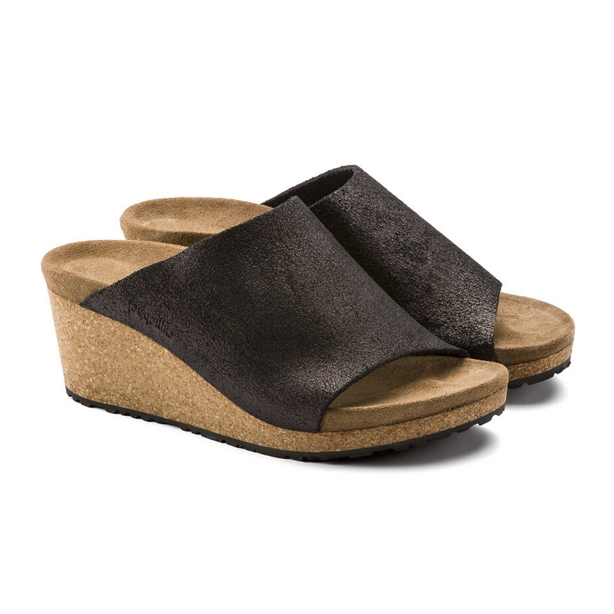 Birkenstock Namica Narrow Wedge Sandal (Women) - Washed Metallic Antique Black Suede Sandal - Heel/Wedge - The Heel Shoe Fitters