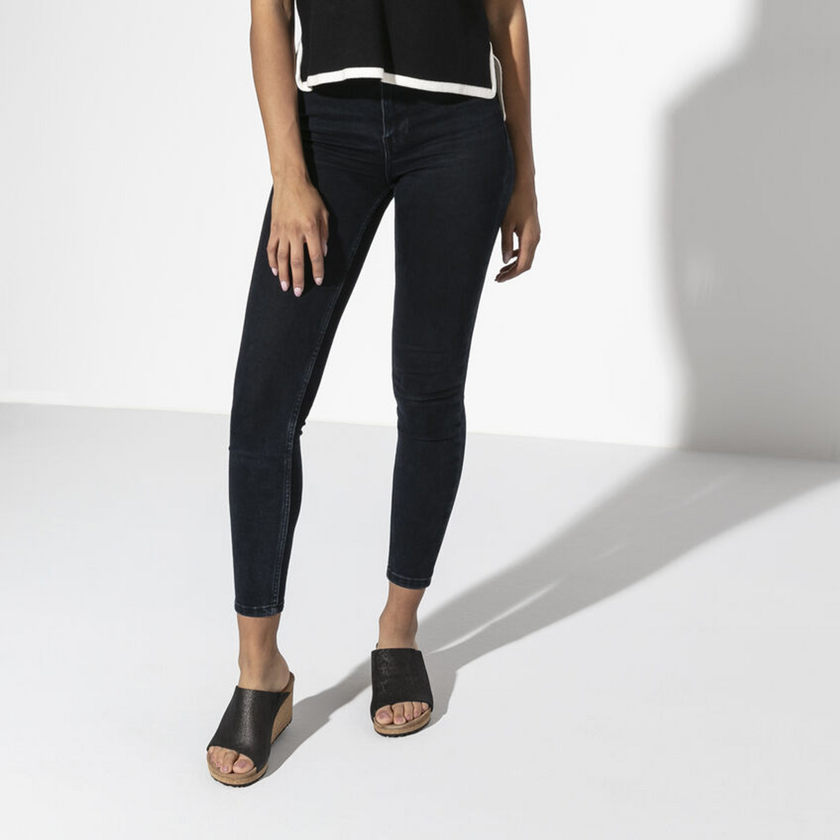 Birkenstock Namica Narrow Wedge Sandal (Women) - Washed Metallic Antique Black Suede Sandal - Heel/Wedge - The Heel Shoe Fitters