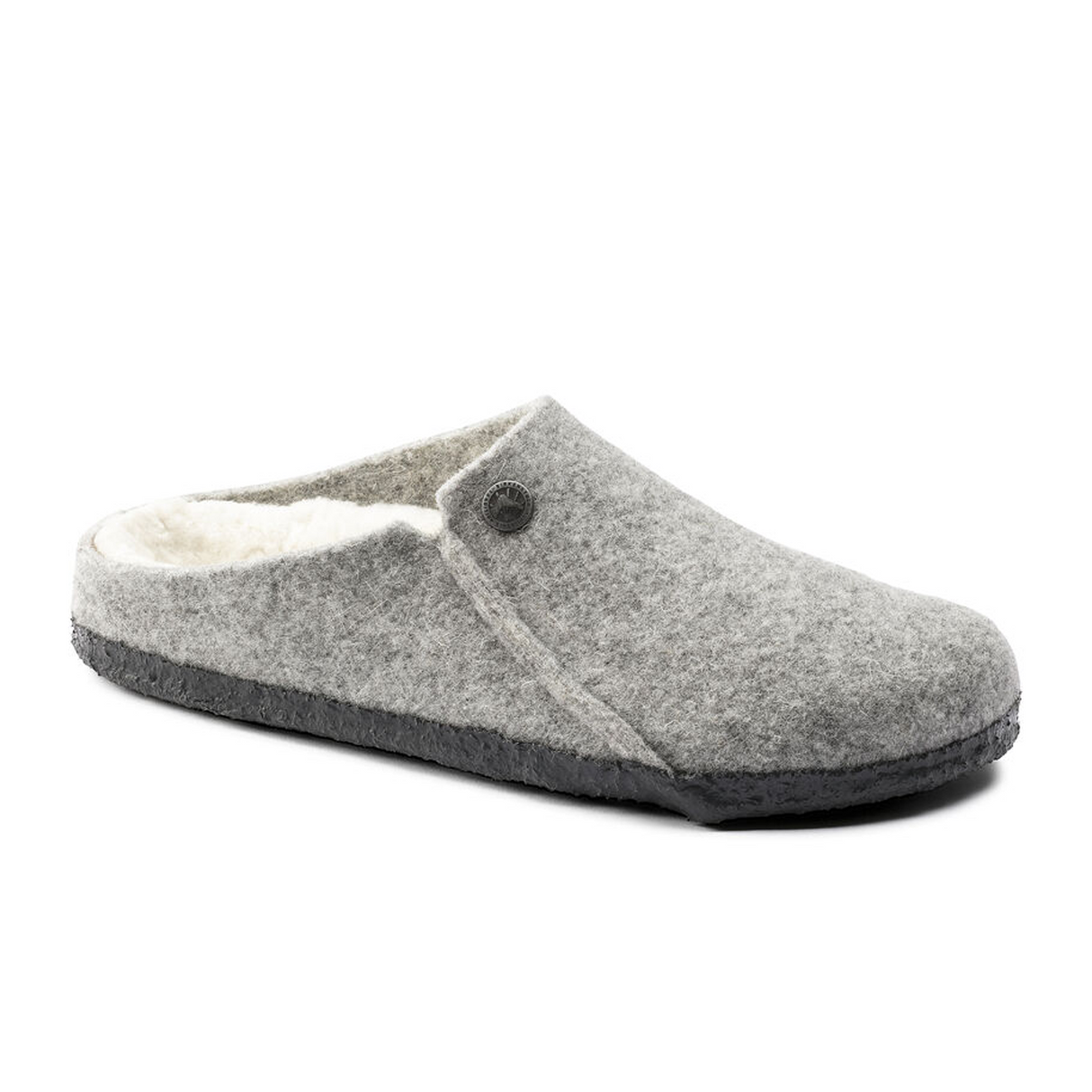 Birkenstock Zermatt Slipper (Men) - Light Gray Wool/Natural Shearling Dress-Casual - Slipper - The Heel Shoe Fitters