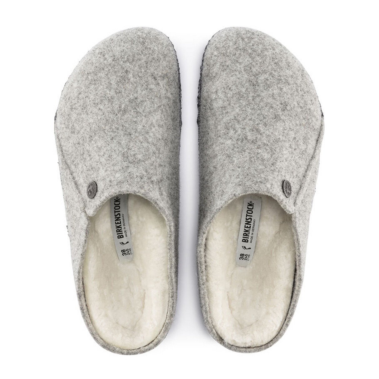 Birkenstock Zermatt Slipper (Men) - Light Gray Wool/Natural Shearling Dress-Casual - Slipper - The Heel Shoe Fitters