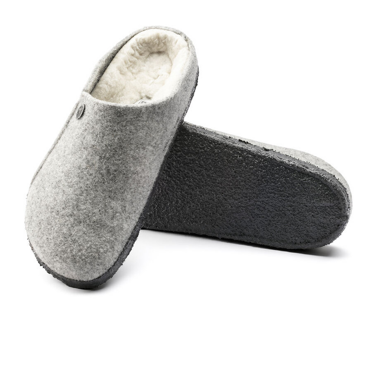 Birkenstock Zermatt Slipper (Women) - Light Gray Wool/Natural Shearling Dress-Casual - Slipper - The Heel Shoe Fitters