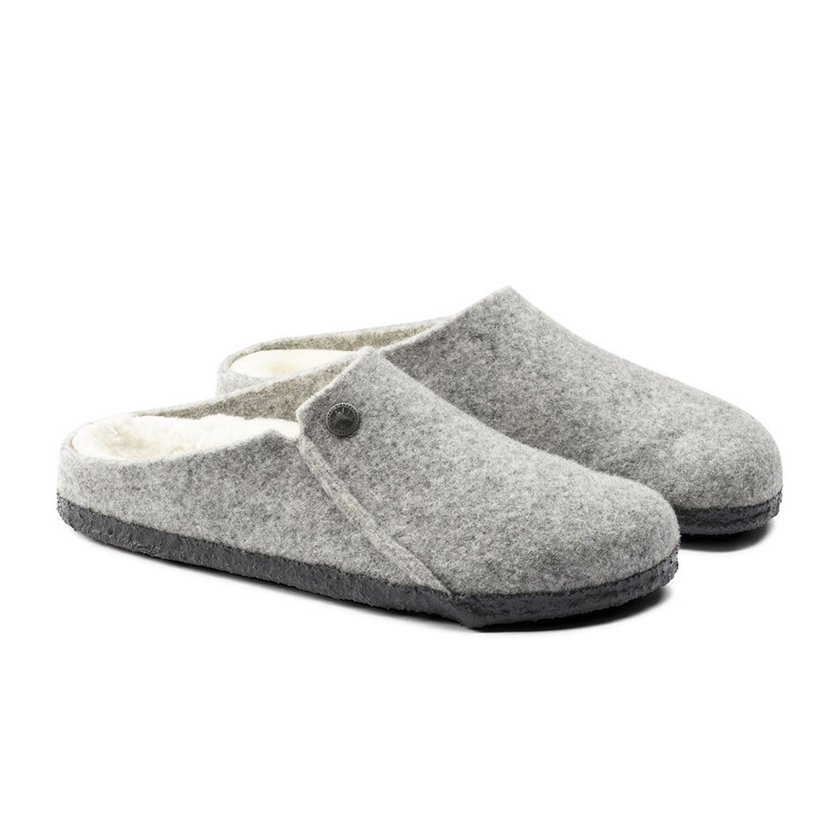 Birkenstock Zermatt Slipper (Women) - Light Gray Wool/Natural Shearling Dress-Casual - Slipper - The Heel Shoe Fitters