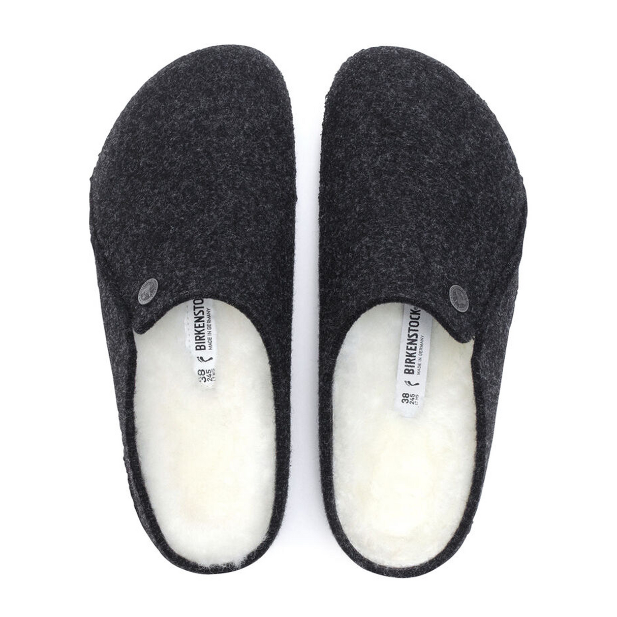 Birkenstock Zermatt Slipper (Unisex) - Anthracite Wool/Natural Shearling Dress-Casual - Slipper - The Heel Shoe Fitters