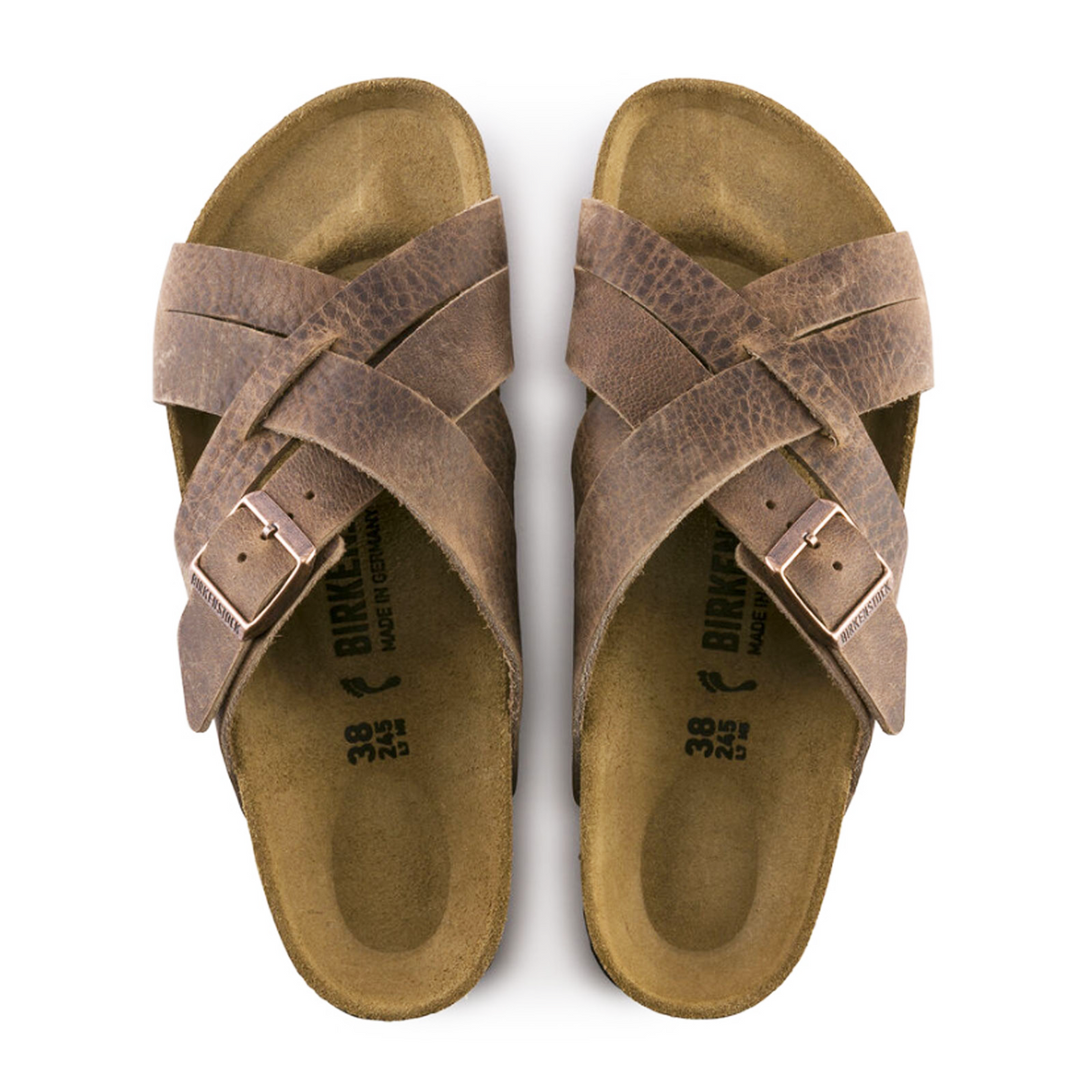 Birkenstock Lugano Slide Sandal (Unisex) - Camberra Tobacco Oiled Leather Sandal - Slide - The Heel Shoe Fitters