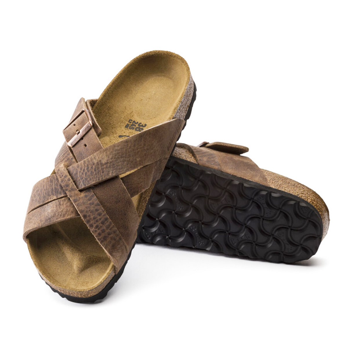 Birkenstock Lugano Slide Sandal (Unisex) - Camberra Tobacco Oiled Leather Sandal - Slide - The Heel Shoe Fitters