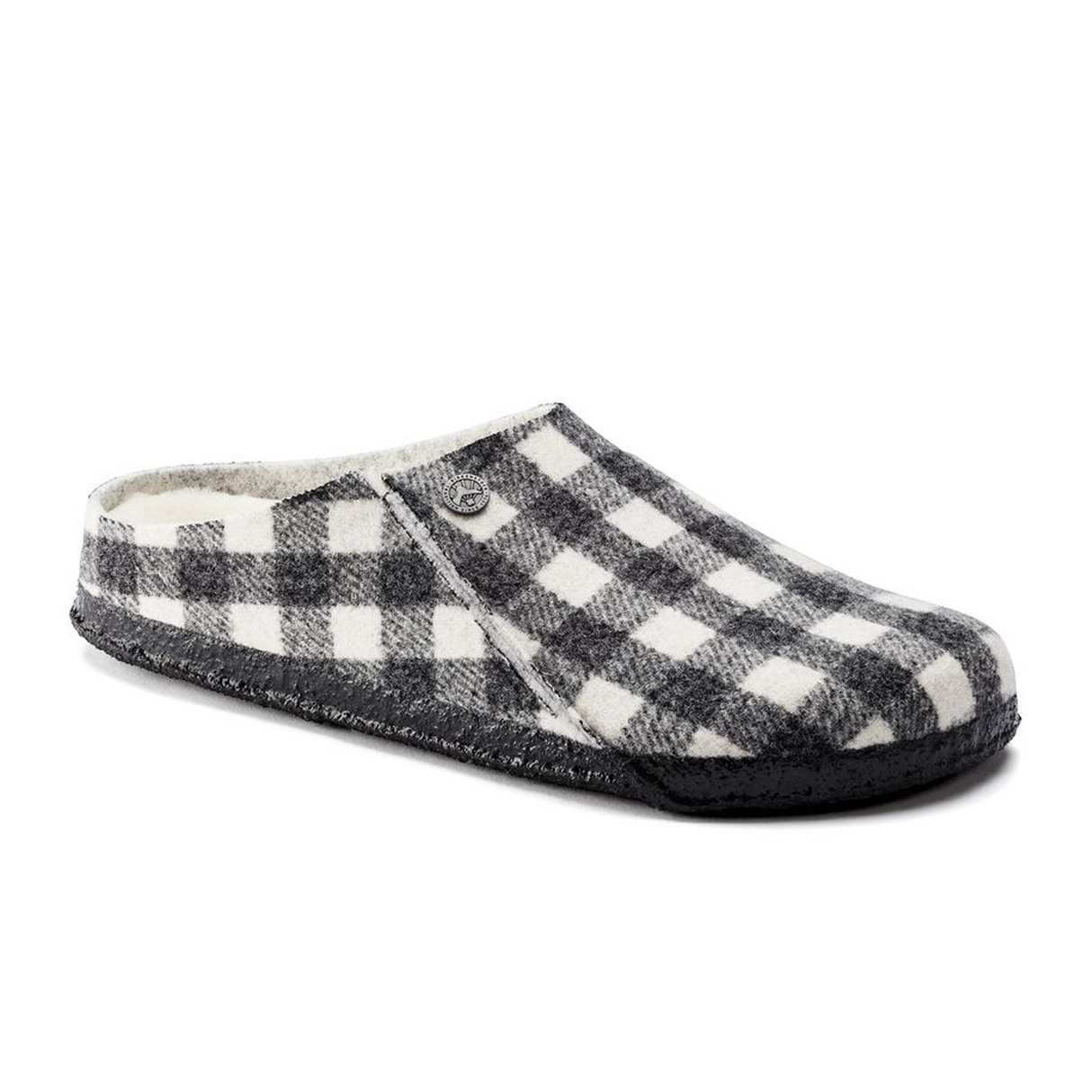 Birkenstock Zermatt Narrow Slipper (Women) - White Plaid Wool/Natural Shearling Dress-Casual - Slipper - The Heel Shoe Fitters