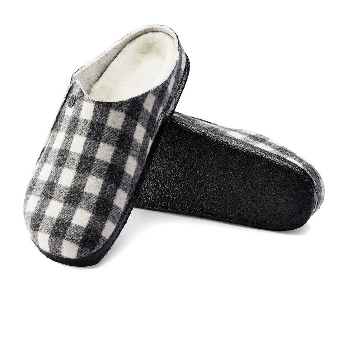 Birkenstock Zermatt Narrow Slipper (Women) - White Plaid Wool/Natural Shearling Dress-Casual - Slipper - The Heel Shoe Fitters