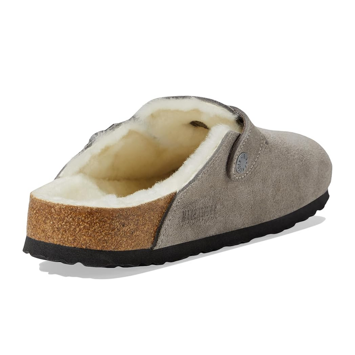 Birkenstock Boston Clog (Women) - Stone Coin Suede/Natural Shearling Dress-Casual - Clogs & Mules - The Heel Shoe Fitters