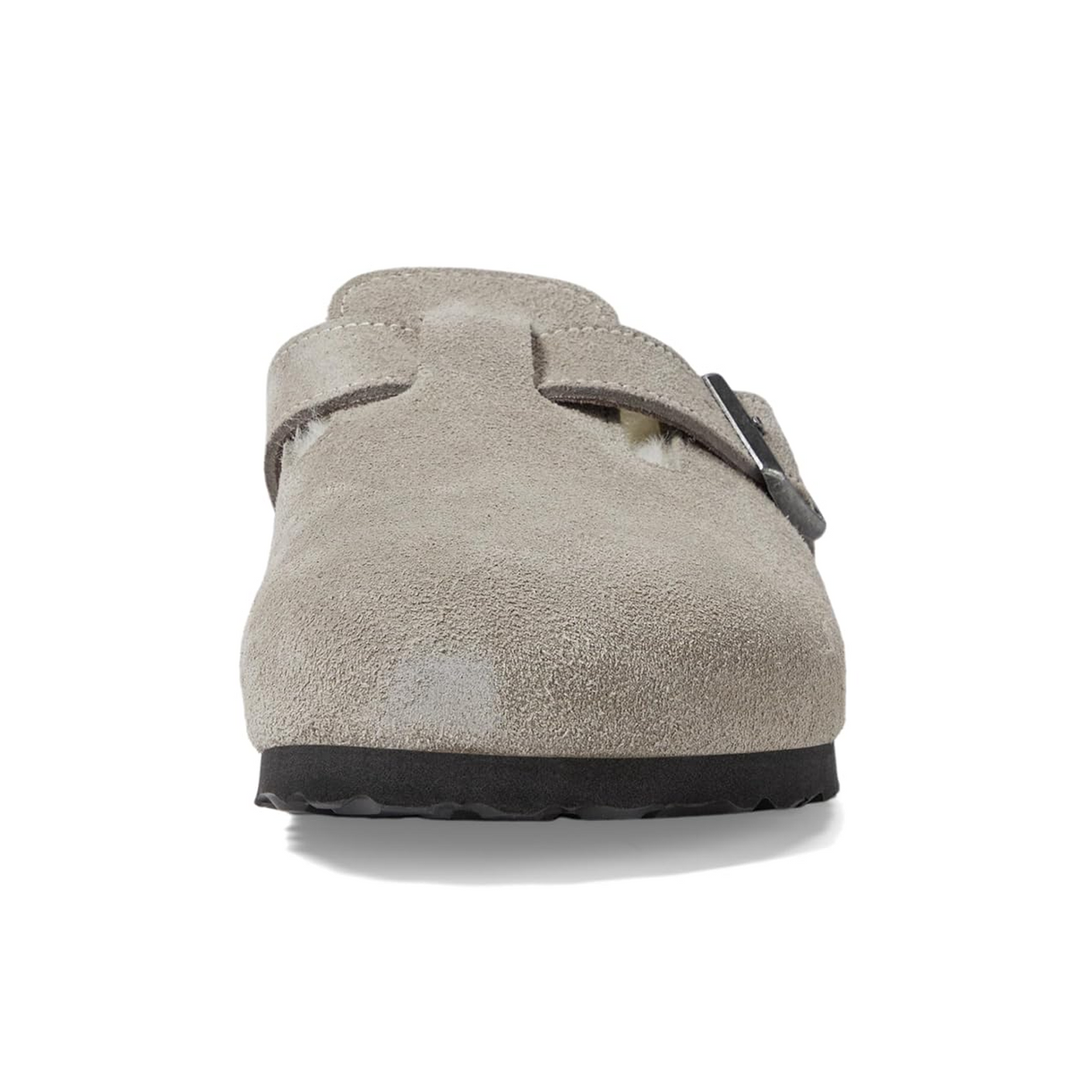 Birkenstock Boston Clog (Women) - Stone Coin Suede/Natural Shearling Dress-Casual - Clogs & Mules - The Heel Shoe Fitters
