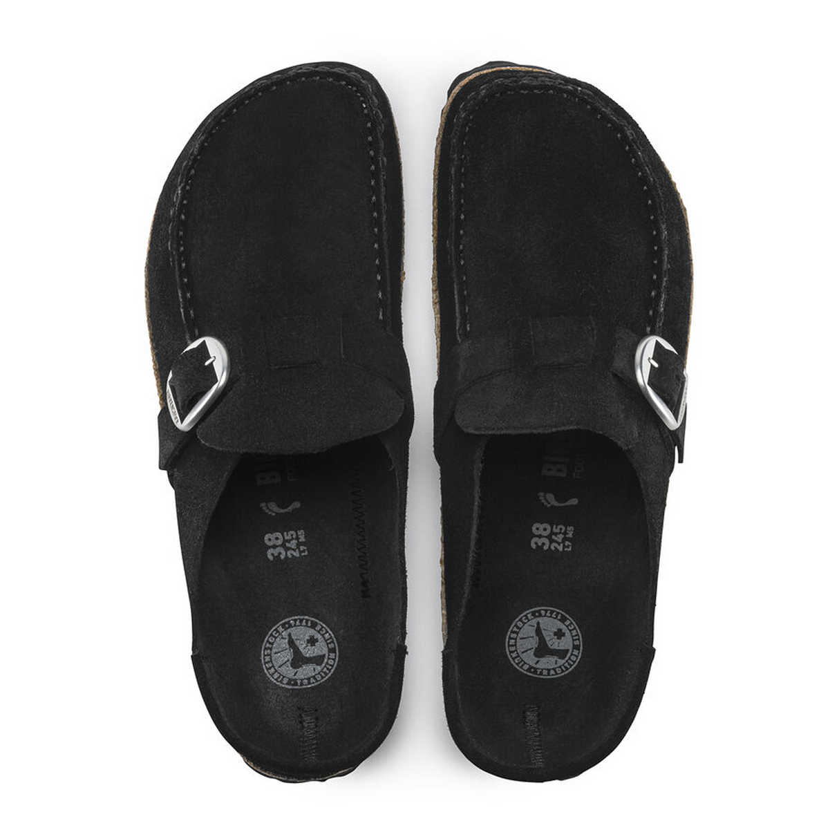 Birkenstock Buckley Narrow Clog (Women) - Black Suede Dress-Casual - Clogs & Mules - The Heel Shoe Fitters