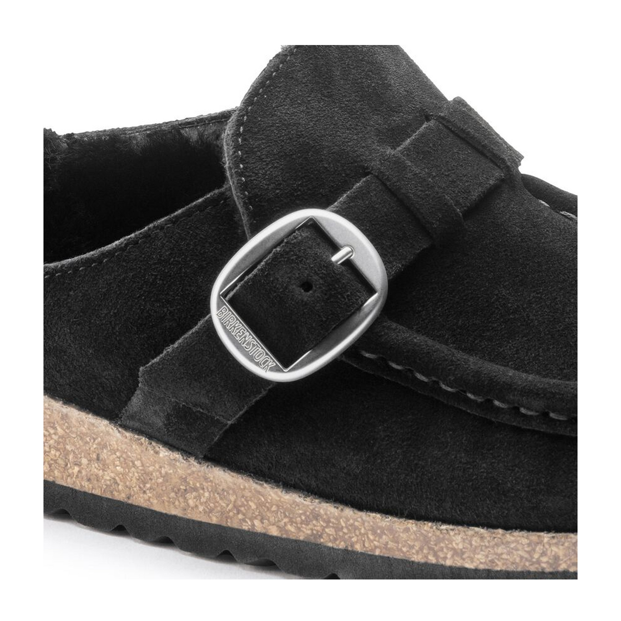 Birkenstock Buckley Narrow Clog (Women) - Black Suede/Black Shearling Dress-Casual - Clogs & Mules - The Heel Shoe Fitters