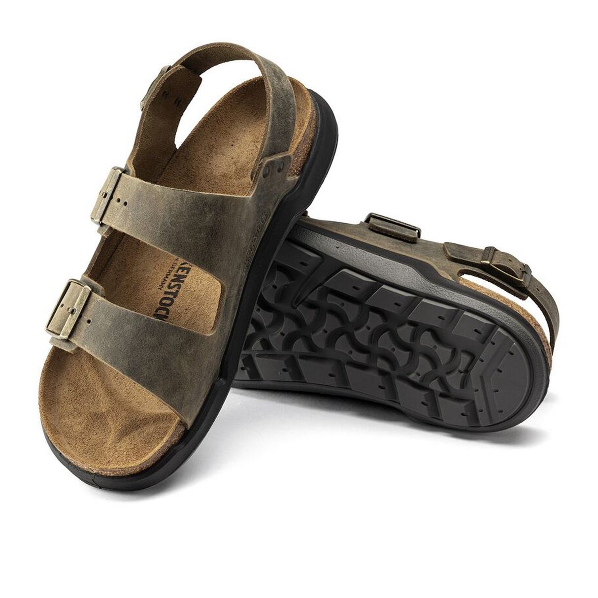 Birkenstock Milano Rugged Backstrap Sandal (Men) - Faded Khaki Oiled Leather Sandal - Backstrap - The Heel Shoe Fitters