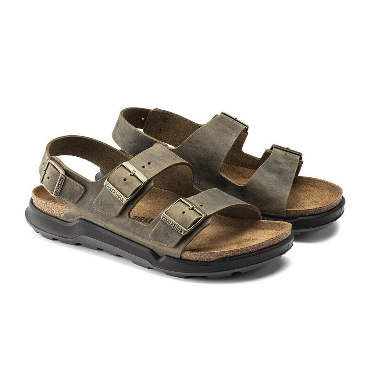 Birkenstock Milano Rugged Backstrap Sandal (Men) - Faded Khaki Oiled Leather Sandal - Backstrap - The Heel Shoe Fitters