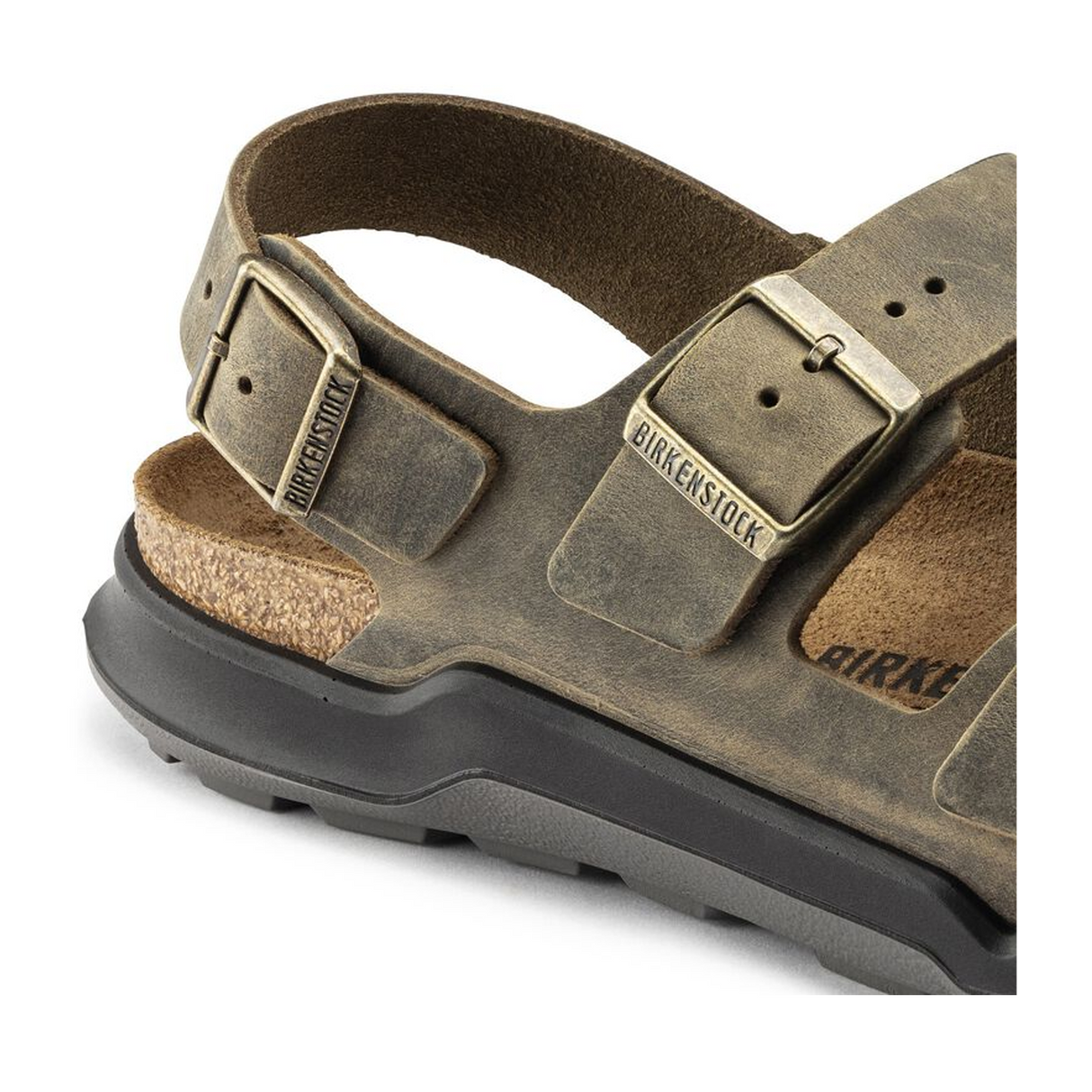 Birkenstock Milano Rugged Backstrap Sandal (Men) - Faded Khaki Oiled Leather Sandal - Backstrap - The Heel Shoe Fitters