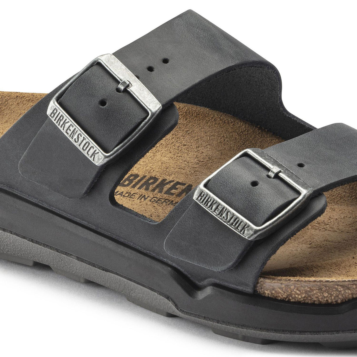 Birkenstock Arizona Crosstown Slide Sandal (Men) - Black Oiled Leather Sandal - Slide - The Heel Shoe Fitters