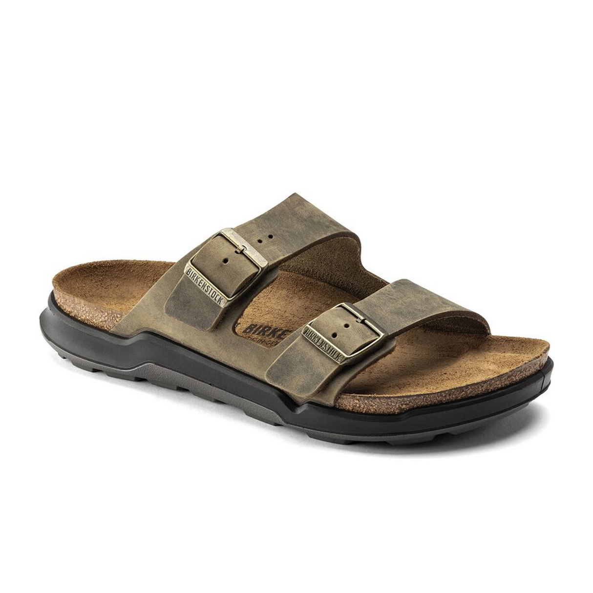 Birkenstock Arizona Crosstown Slide Sandal (Men) - Faded Khaki Oiled Leather Sandal - Slide - The Heel Shoe Fitters