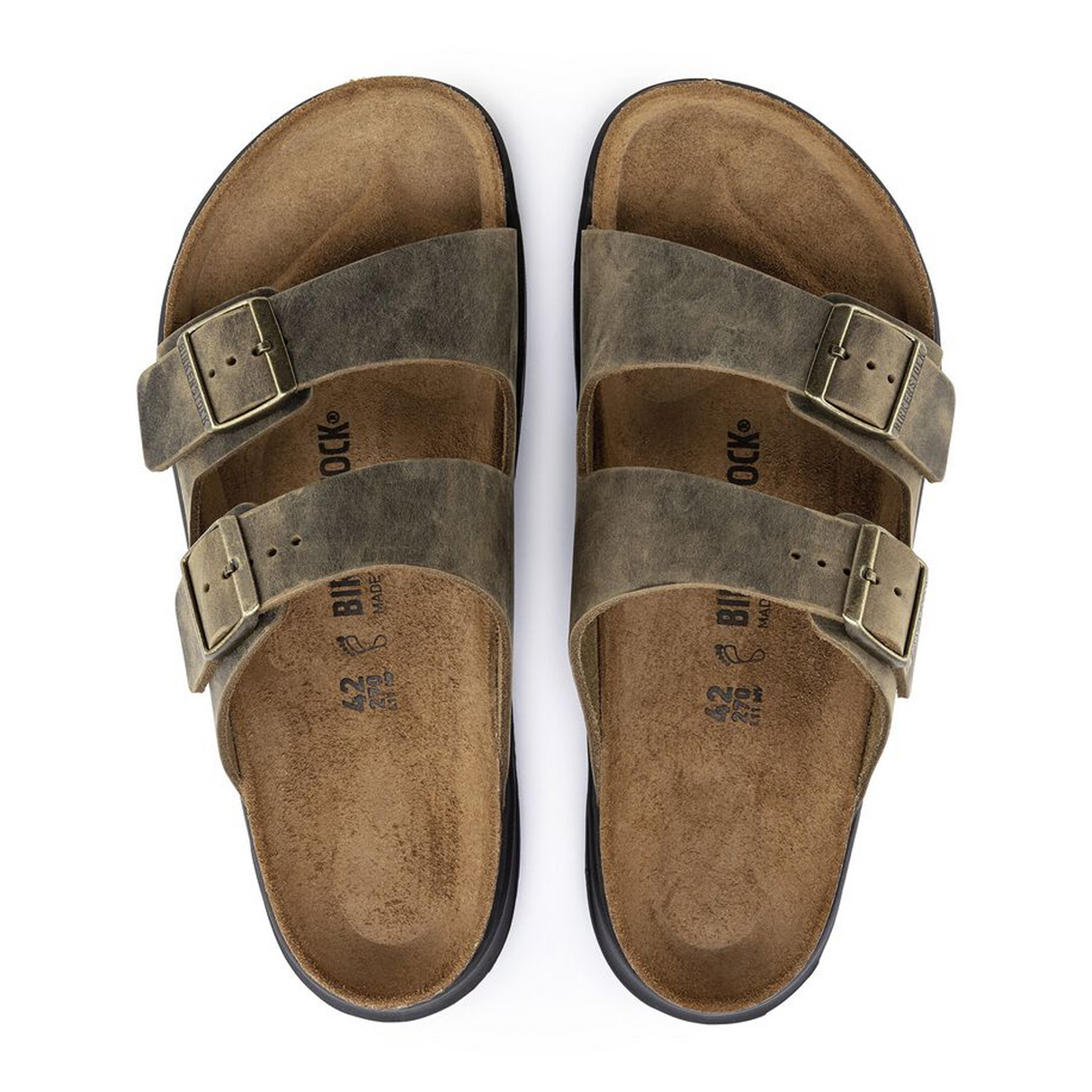 Birkenstock Arizona Crosstown Slide Sandal (Men) - Faded Khaki Oiled Leather Sandal - Slide - The Heel Shoe Fitters