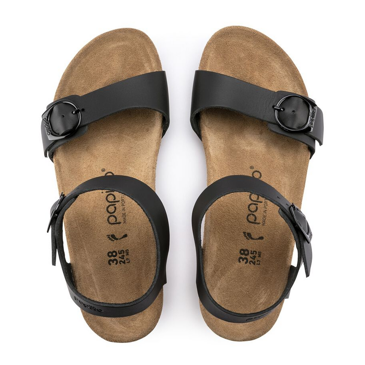 Birkenstock Soley Ring-Buckle Narrow Wedge Sandal (Women) - Black Leather Sandal - Heel/Wedge - The Heel Shoe Fitters