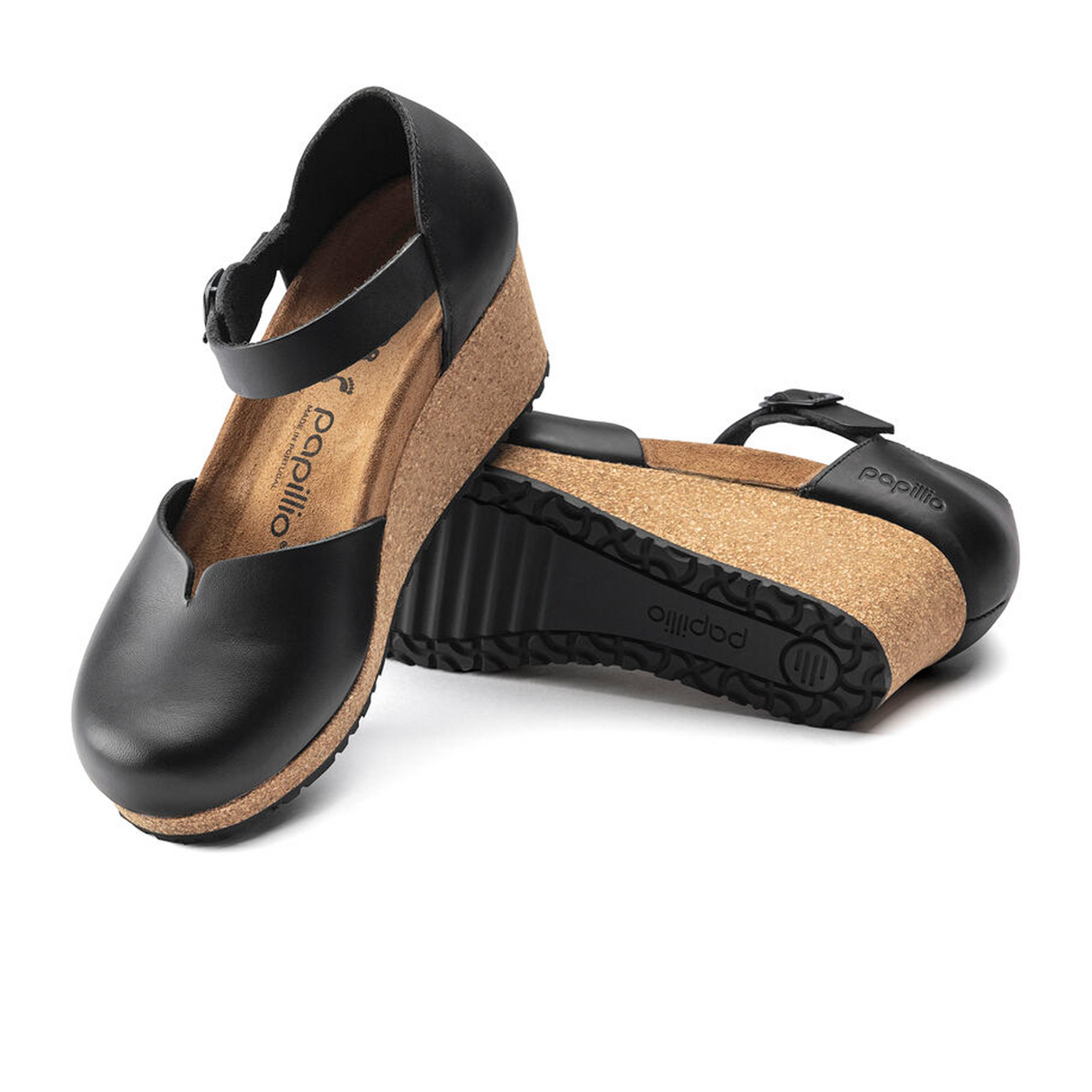 Birkenstock Mary Ring-Buckle Narrow Wedge Sandal (Women) - Black Leather Sandal - Heel/Wedge - The Heel Shoe Fitters