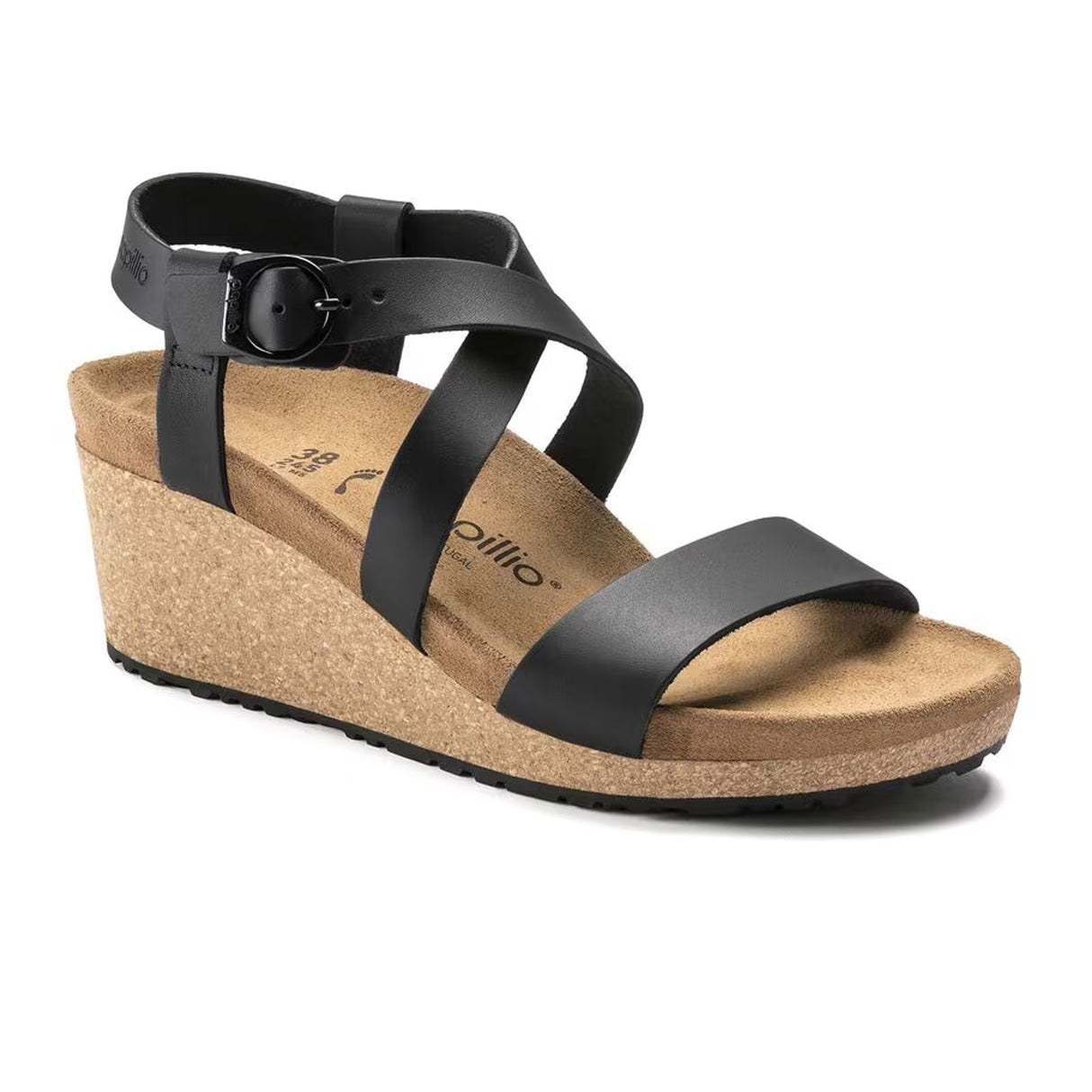 Birkenstock Sibyl Ring-Buckle Narrow Wedge Sandal (Women) - Black Sandal - Heel/Wedge - The Heel Shoe Fitters