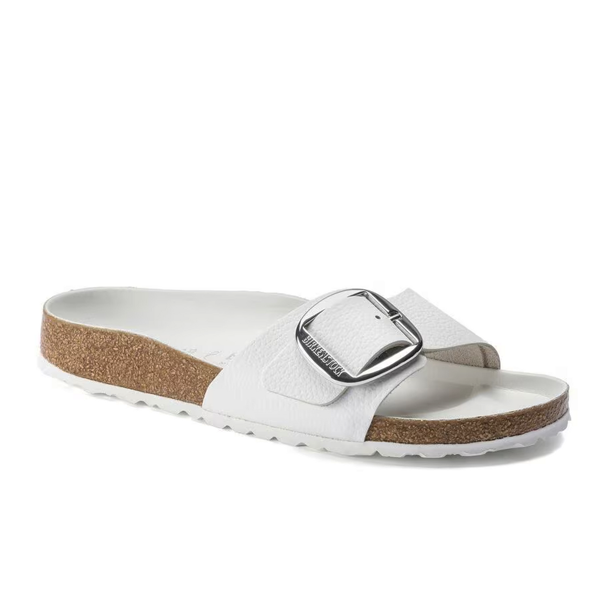Birkenstock Madrid Big Buckle Narrow Slide Sandal (Women) - White Leather Sandal - Slide - The Heel Shoe Fitters