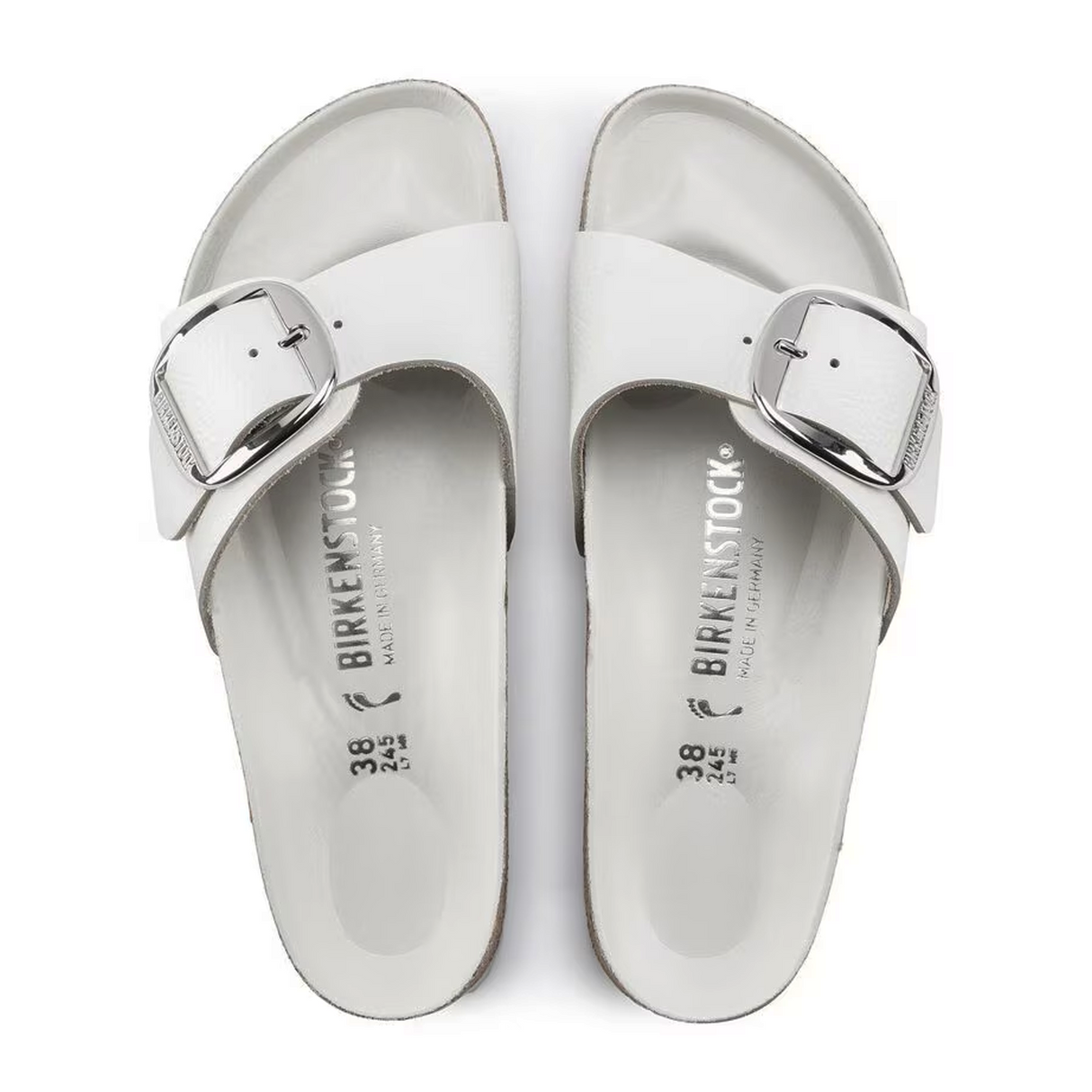 Birkenstock Madrid Big Buckle Narrow Slide Sandal (Women) - White Leather Sandal - Slide - The Heel Shoe Fitters