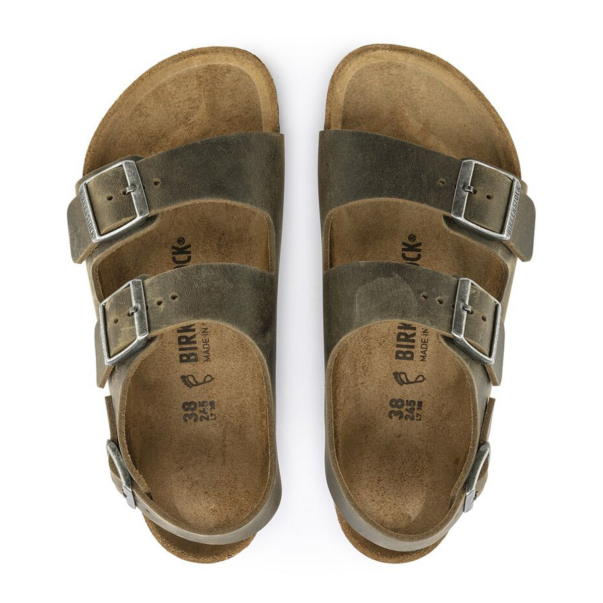 Birkenstock Milano Backstrap Sandal (Men) - Faded Khaki Oiled Leather Sandal - Backstrap - The Heel Shoe Fitters