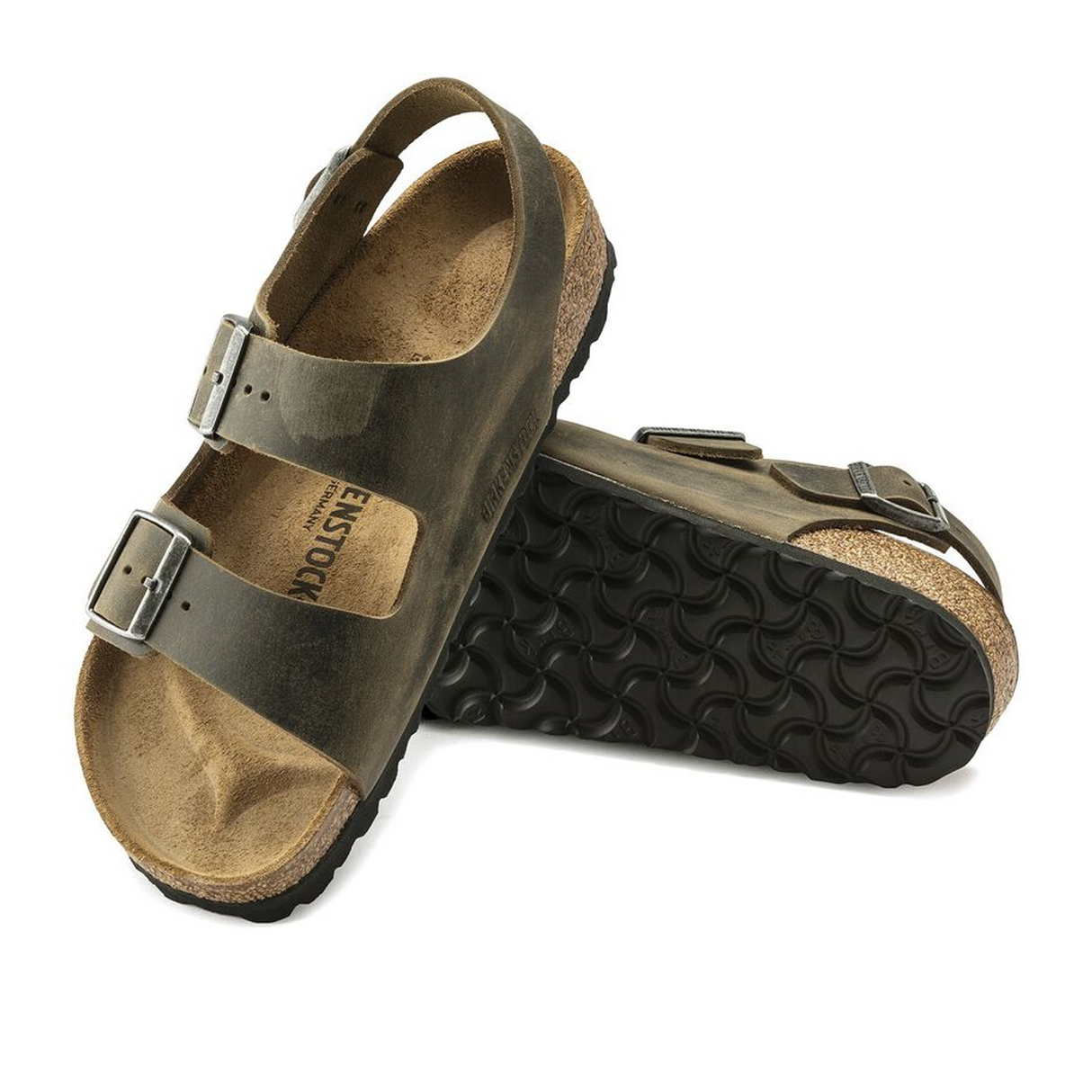 Birkenstock Milano Backstrap Sandal (Men) - Faded Khaki Oiled Leather Sandal - Backstrap - The Heel Shoe Fitters