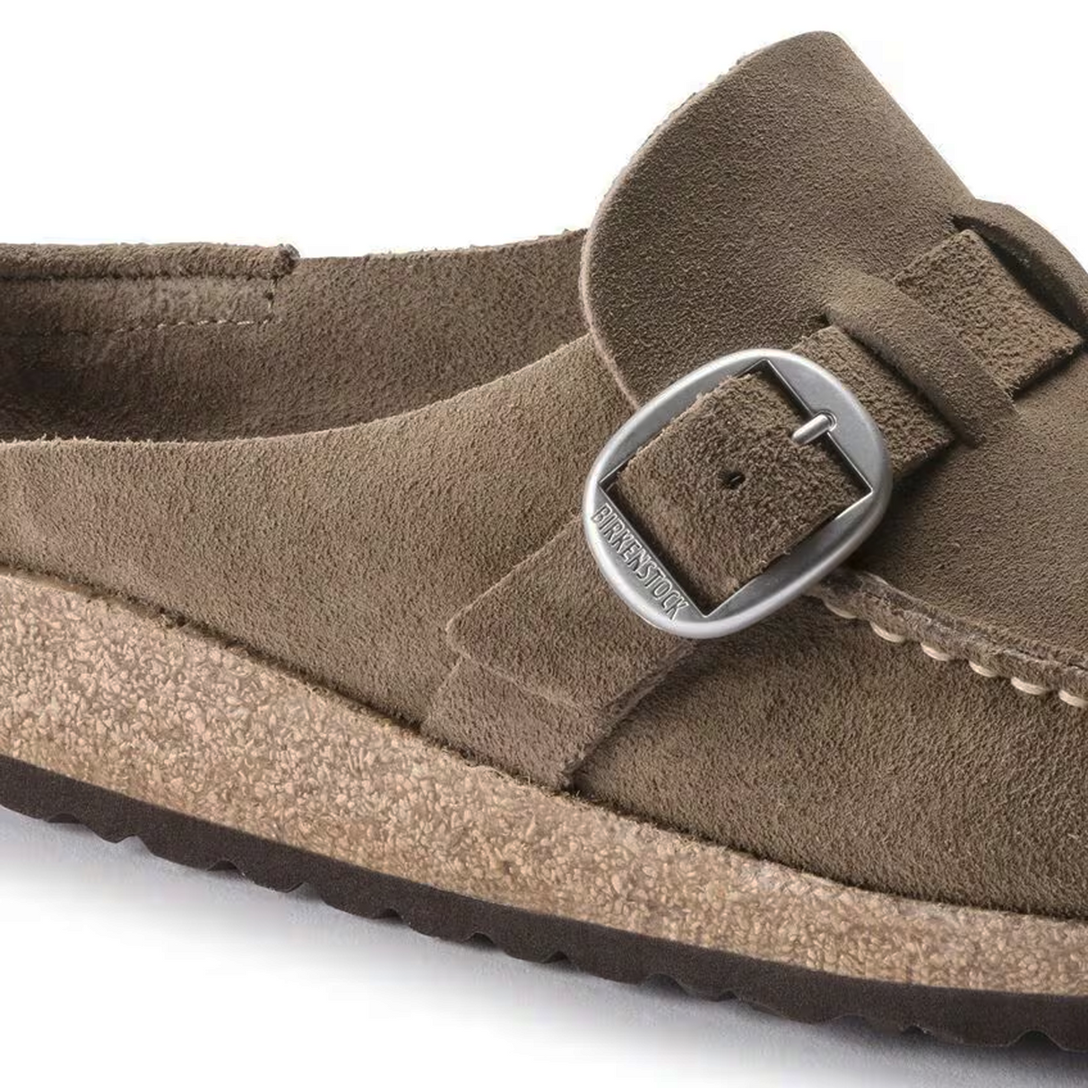 Birkenstock Buckley Narrow Clog (Women) - Gray Taupe Suede Dress-Casual - Clogs & Mules - The Heel Shoe Fitters