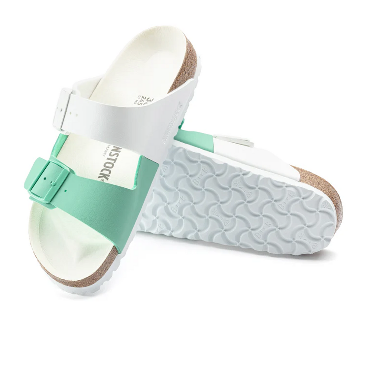 Birkenstock Arizona Split Slide Sandal (Women) - White/Bold Jade Birko-Flor Sandal - Slide - The Heel Shoe Fitters