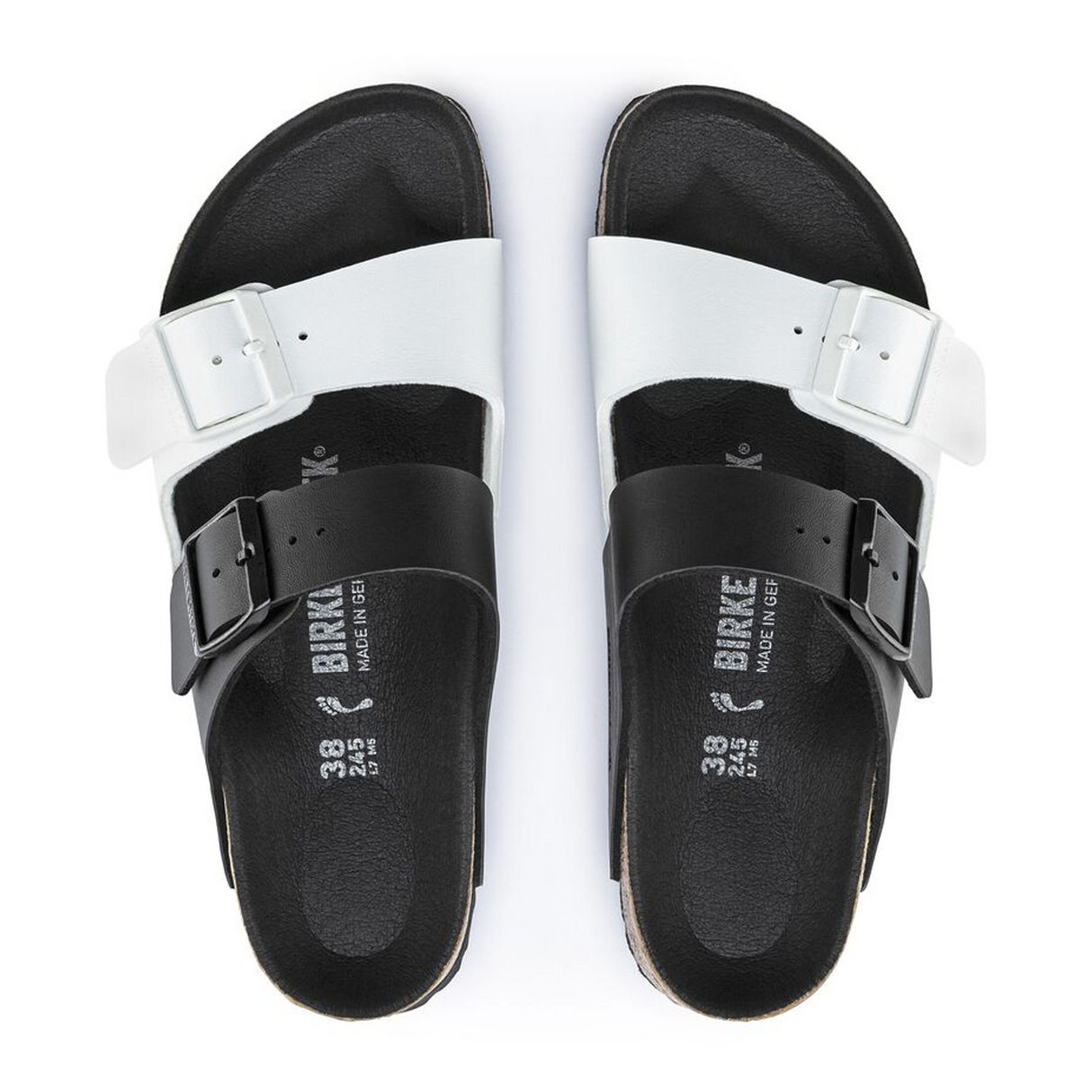 Birkenstock Arizona Split Slide Sandal (Women) - Black/White Birko-Flor Sandal - Slide - The Heel Shoe Fitters
