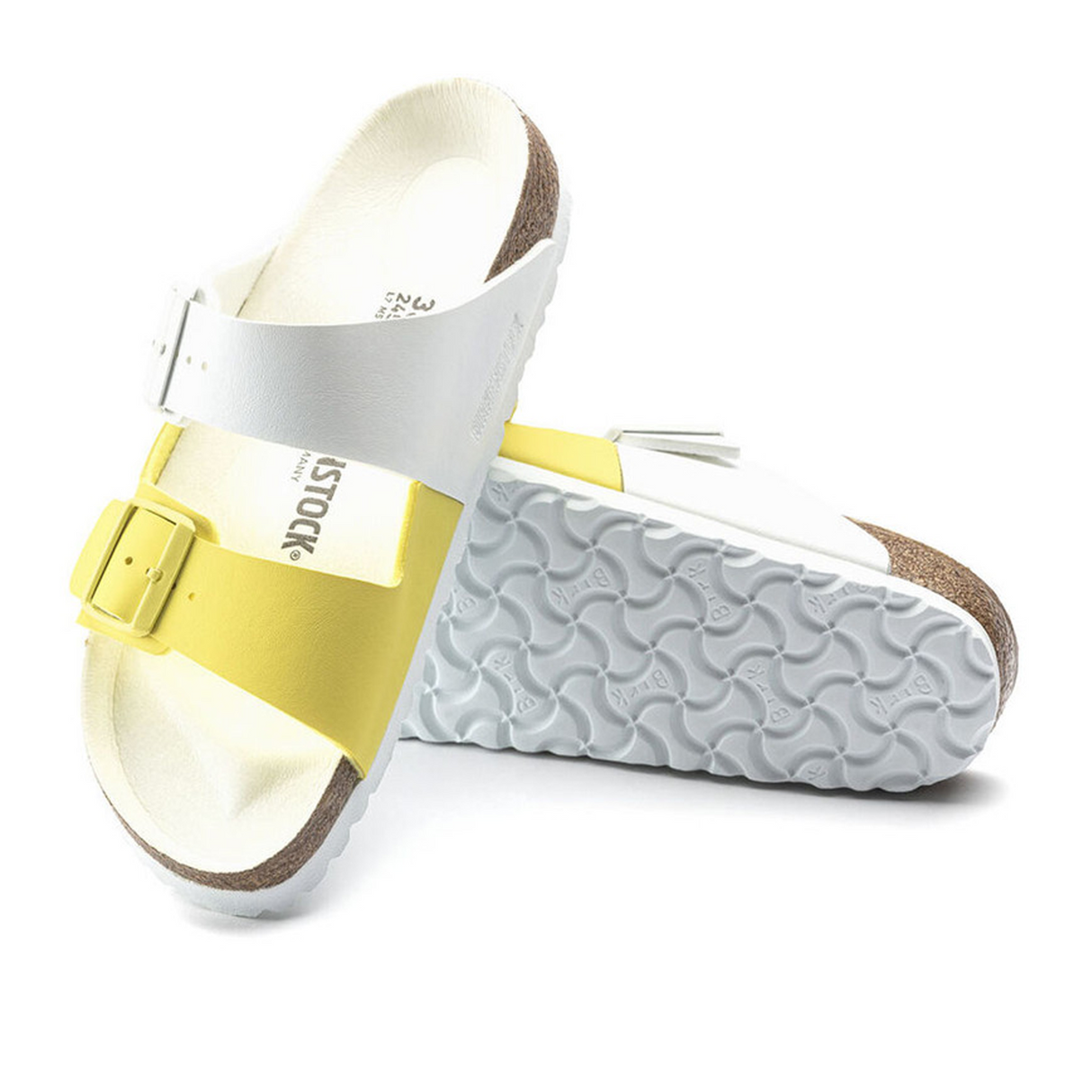 Birkenstock Arizona Split Slide Sandal (Women) - White/Lime Sour Birko-Flor Sandal - Slide - The Heel Shoe Fitters