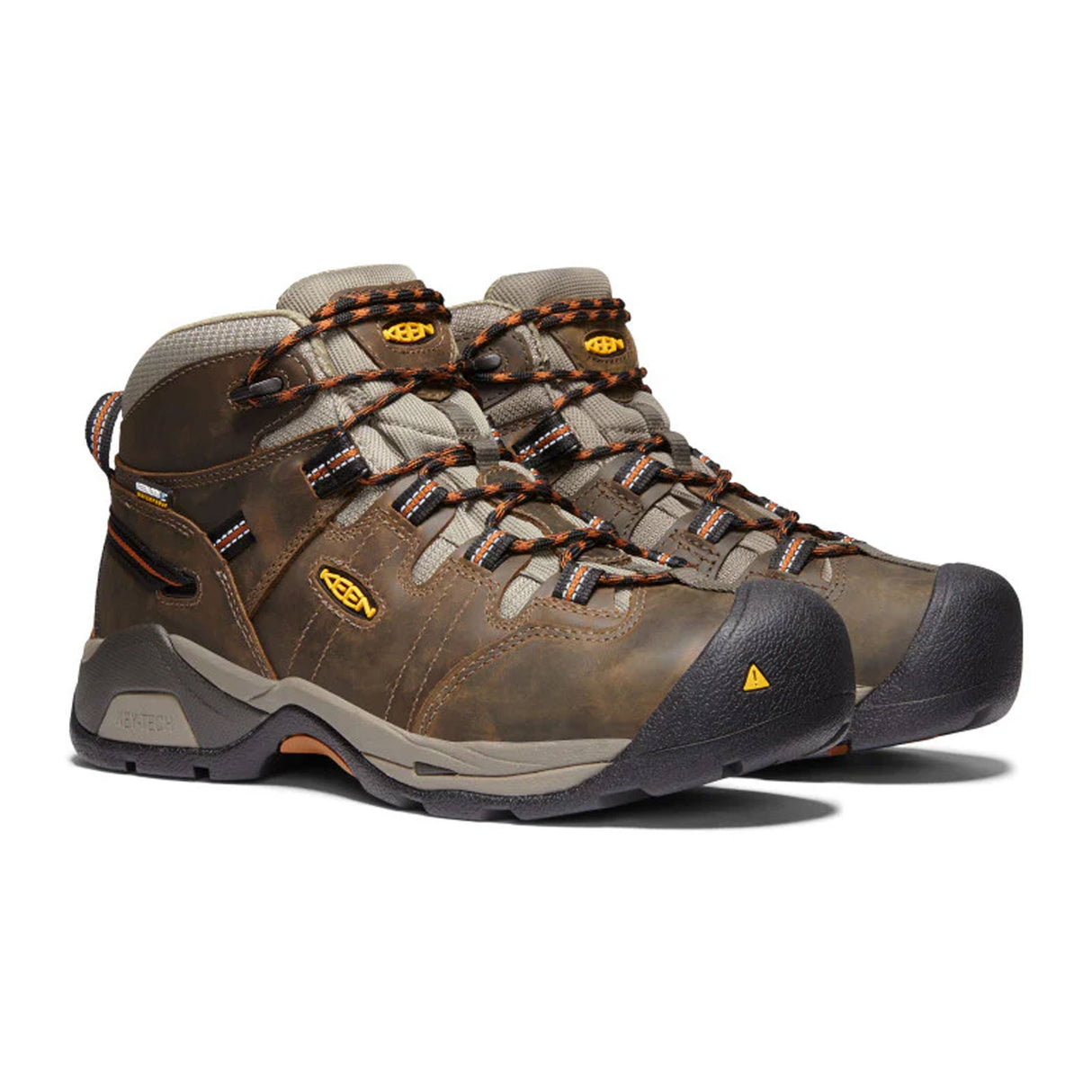 Keen Utility Detroit XT Mid Waterproof Soft Toe Work Boot (Men) - Black Olive/Leather Brown Boots - Work - Low - Soft Toe - The Heel Shoe Fitters